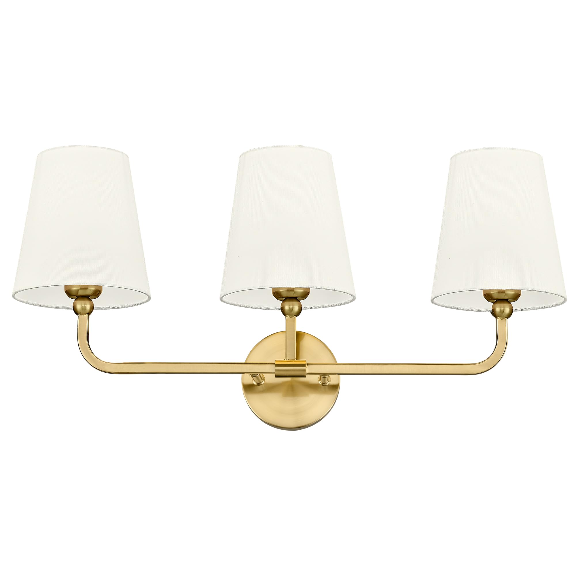 Metwet Bathroom Light Fixtures  Brushed Gold Vanity Lights With Beige Fabric Shade  3-Light Wall Sconce  Modern Sconces Wall Lighting For Hallway Bedroom  Vl837-Bg-B-3