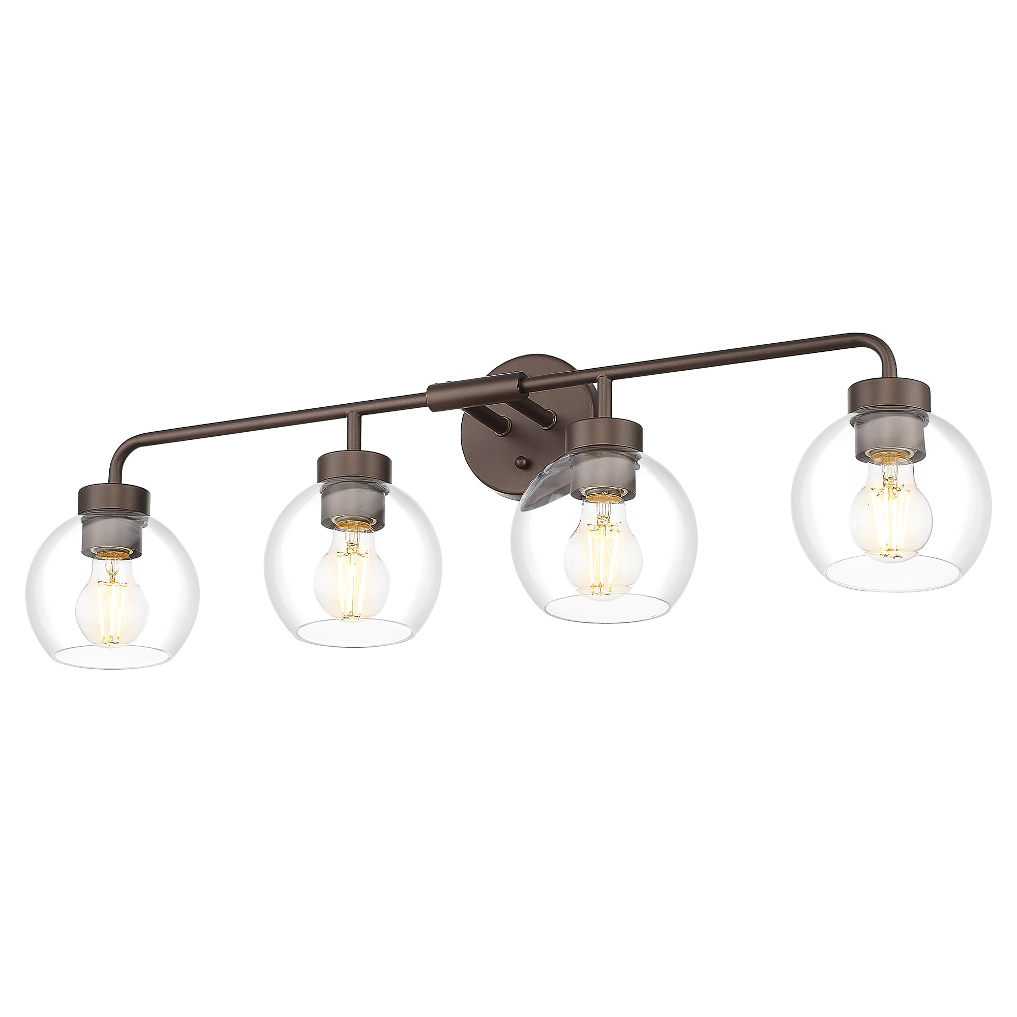 Zeyu 32 Inch Oil Rubbed Bronze Vanity Light  4-Light Bathroom Light Fixture  Vanity Lighting Fixtures With Clear Glass Globe Shade  Zs62Bg-4W Orb