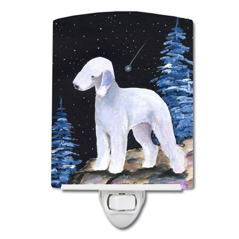 Carolines Treasures Ceramic Night Light, SS8455CNL, 6x4x3in, Multicolor, Bedlington Terrier Design, UL-Certified for Bedroom and Nursery