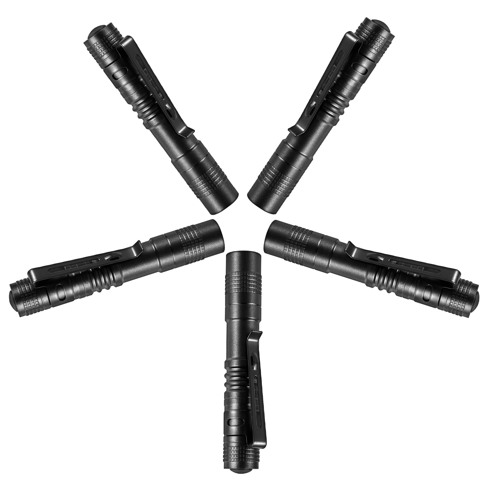 Tileon Led Mini Pocket Flashlight 5Pcs Pen Light Flashlight With Clip,Small Pen Flashlights For Inspection Work Repair,Hiking Em