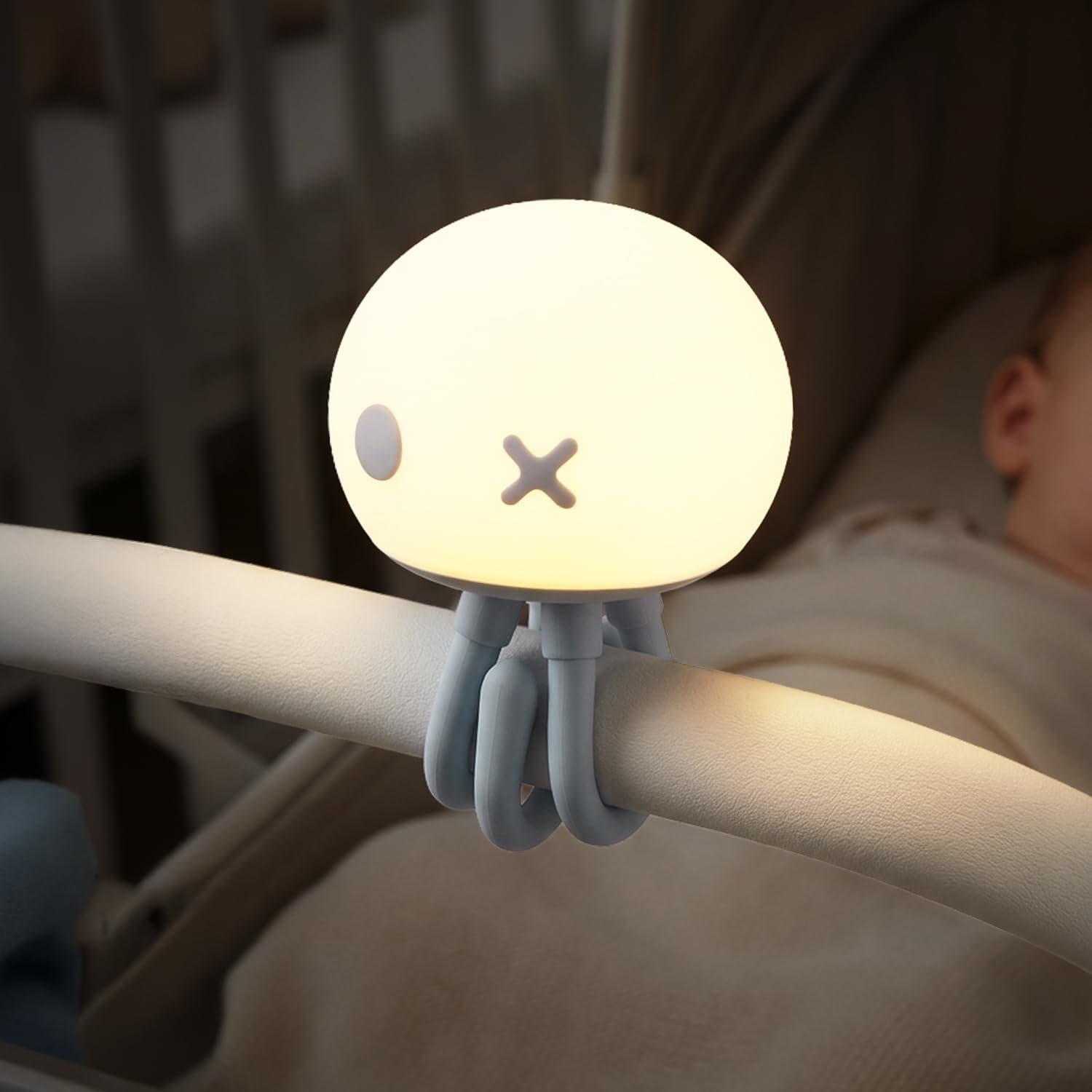 Hoxutym Jellyfish Night Light for Kids Bed Frame - Room Decor & Special Cute Funny Gifts  Rechargeable Baby Nursery Lamp with Soft Silicone Touch Control for Breastfeeding  Blue
