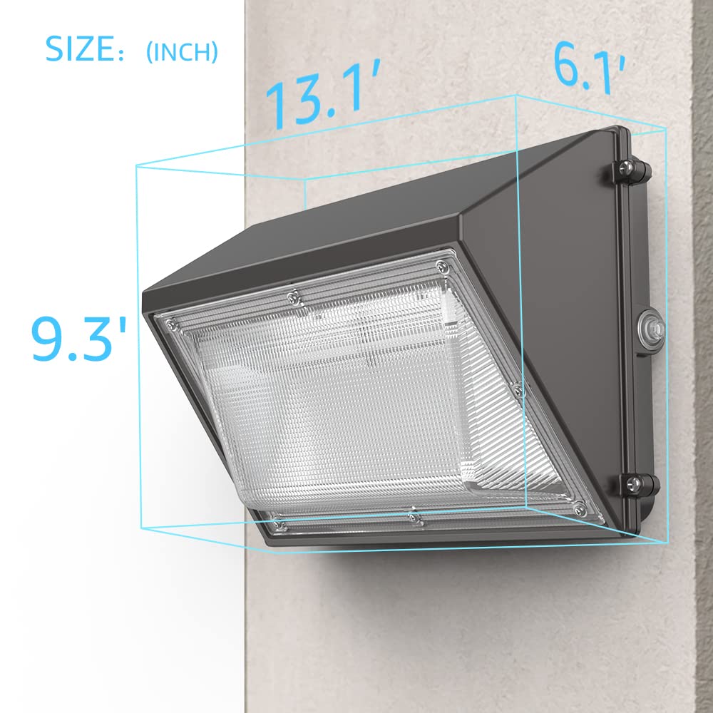 HYPERLITE 70W LED Wall Pack Light, Dusk-to-Dawn Photocell, Bronze, ETL Listed, Adjustable Security Lighting for Outdoor Use