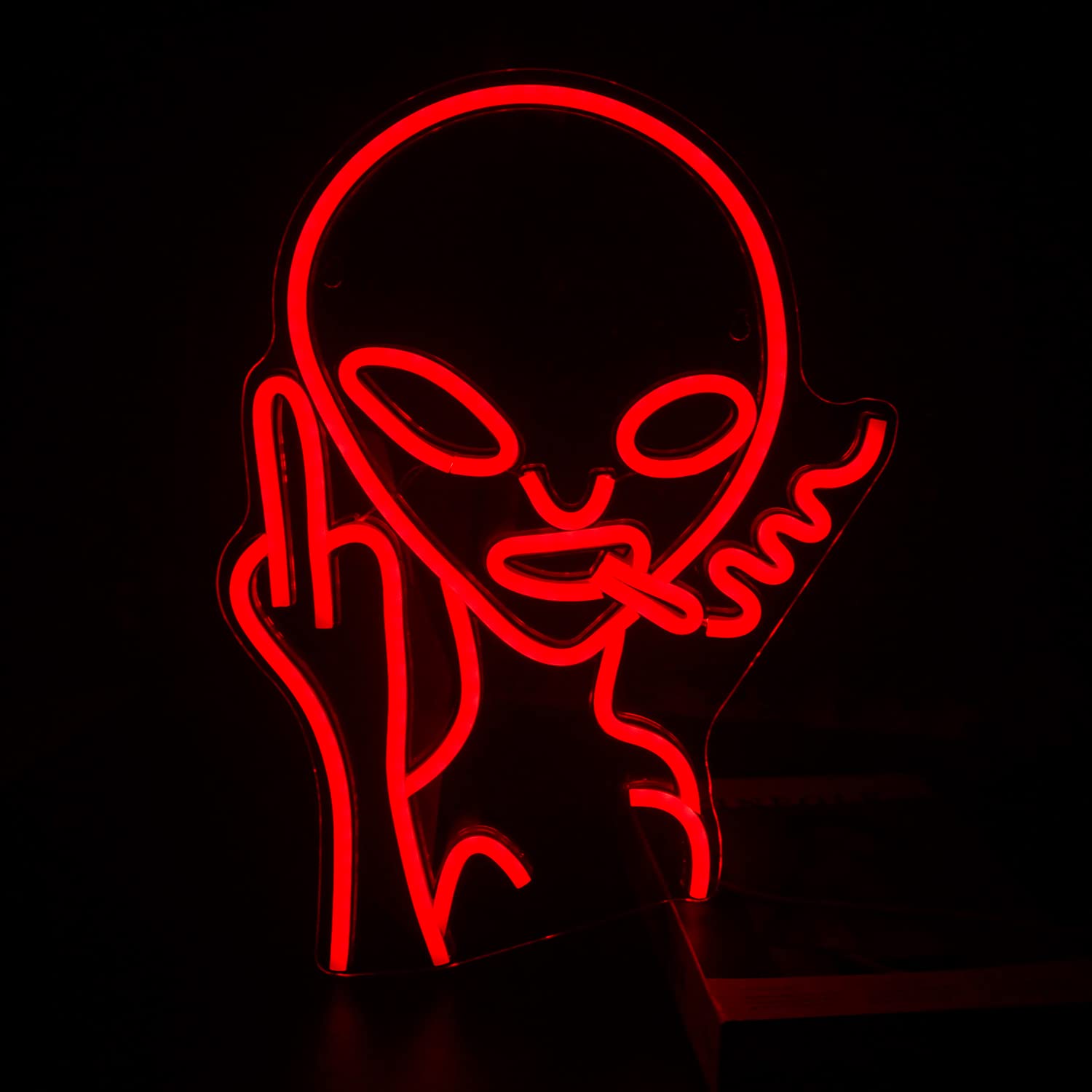 LUCUNSTAR Red Alien Neon Sign for Wall Decor, 16.1inL x 11.8inW, Ideal for Man Cave, Game Room, Pub, Bar, Hip Hop Party, LED