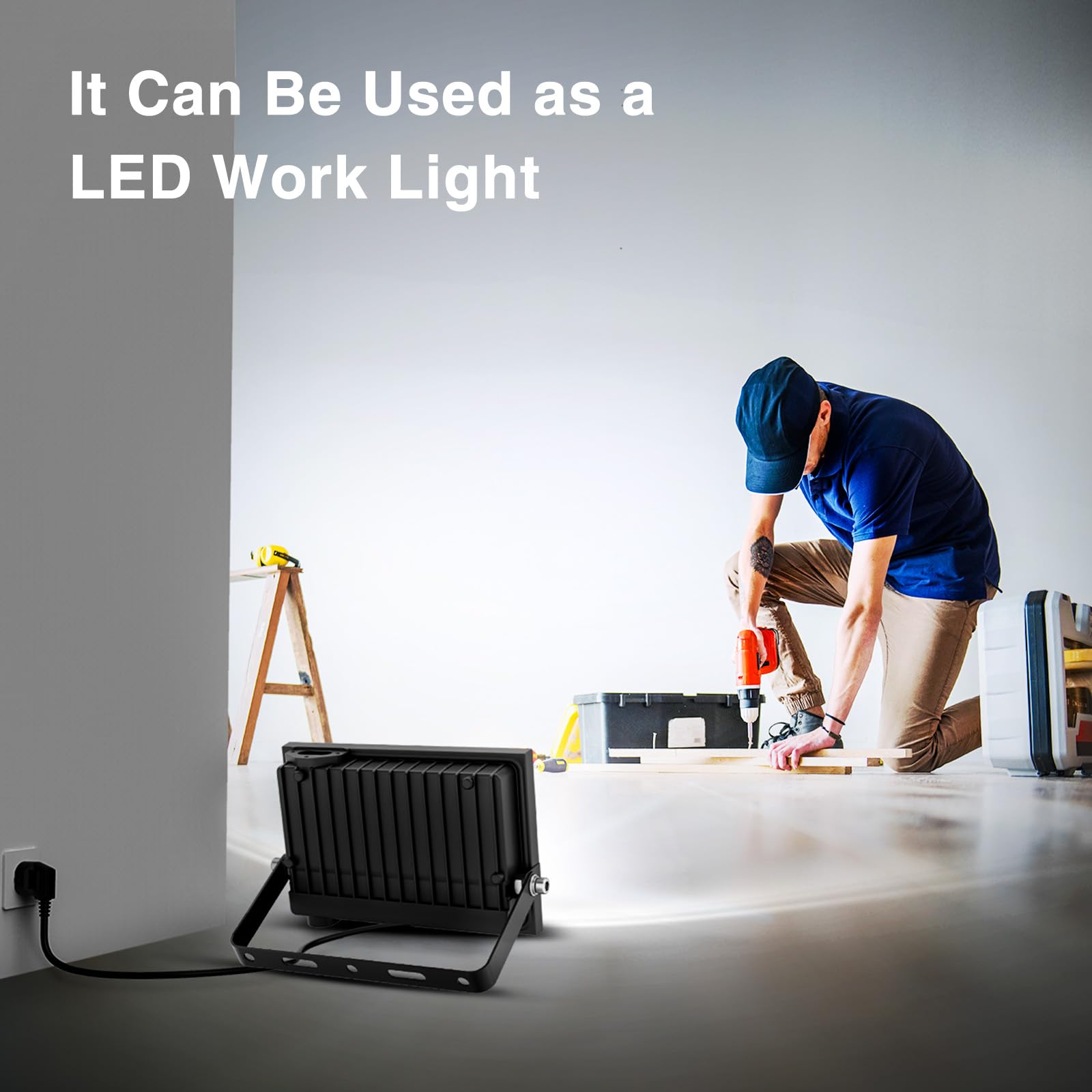 Onforu 40W LED Flood Lights, 4000lm Bright, IP66 Waterproof, 6500K Daylight White, 2-Pack, Black, Model DB30