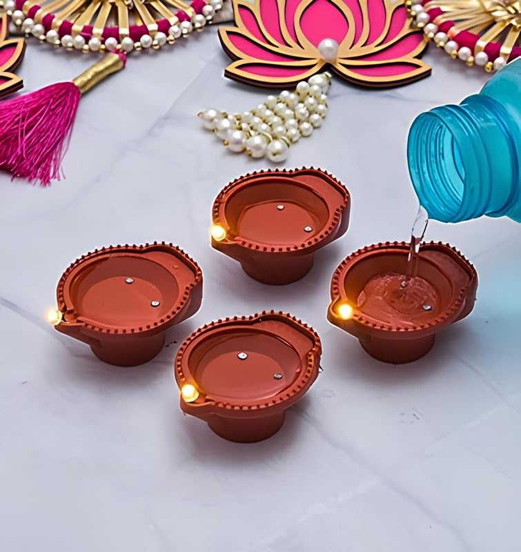 Pins n Rose Lighting Sense Water Sensor Eco-Friendly Led Diyas Candle E-Diya, Warm Orange Ambient Lights, Battery Operated Led C
