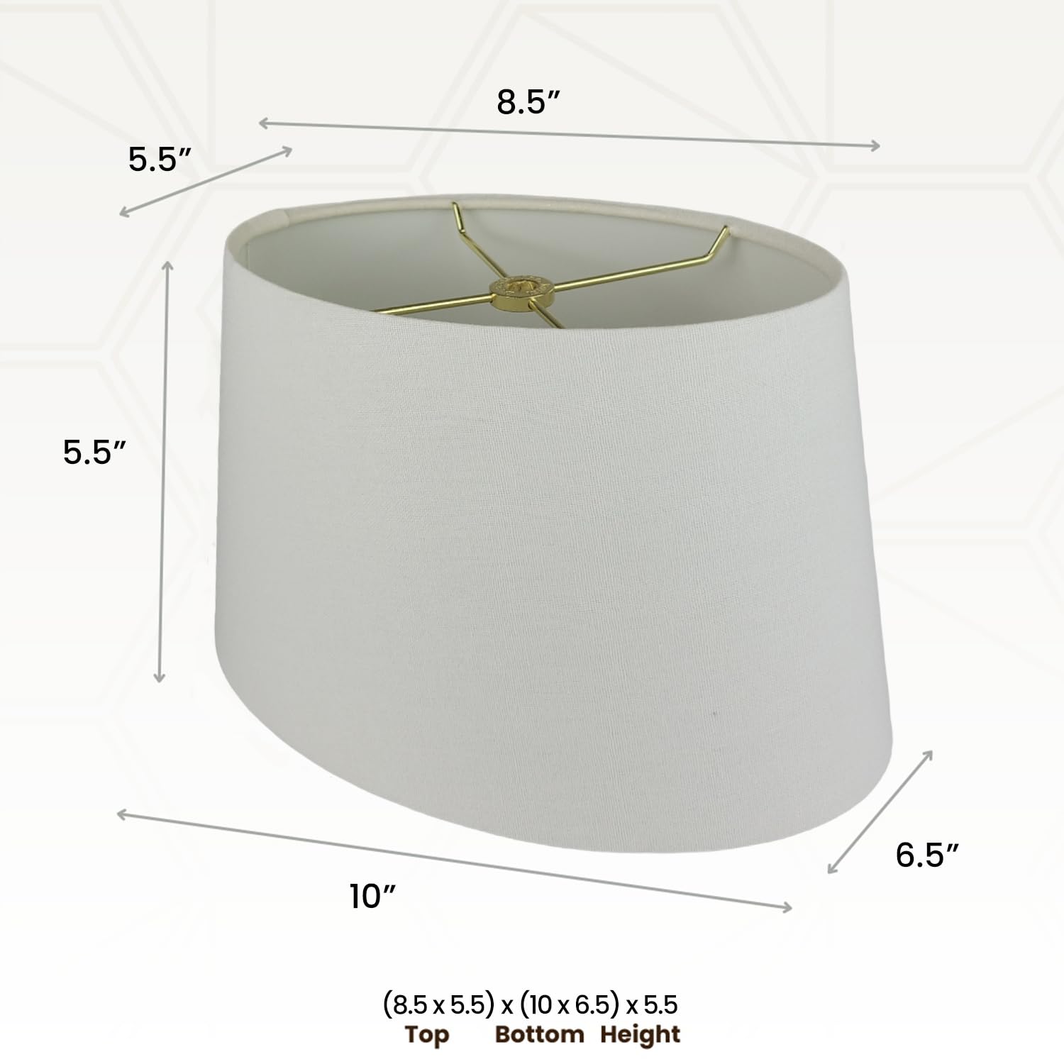 Royal Designs, Inc. Shallow Oval Hardback Lamp Shade, Hb-611-12Lnwh, Linen White, (10 X 6) X (12 X 7.5) X 7