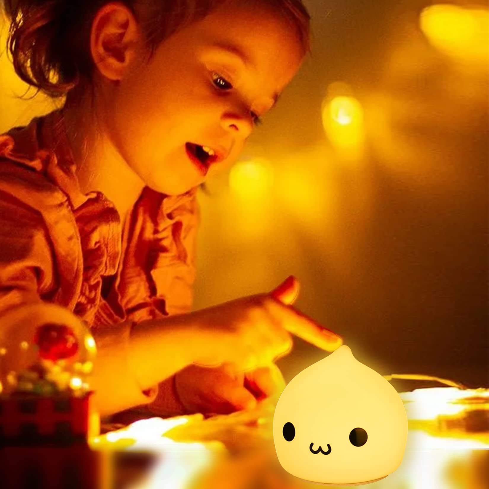 ZKLiLi Night Light, Portable Dumpling Lamp, Silicone, Battery Powered, Kawaii Design, Model ZK-001, Light Color