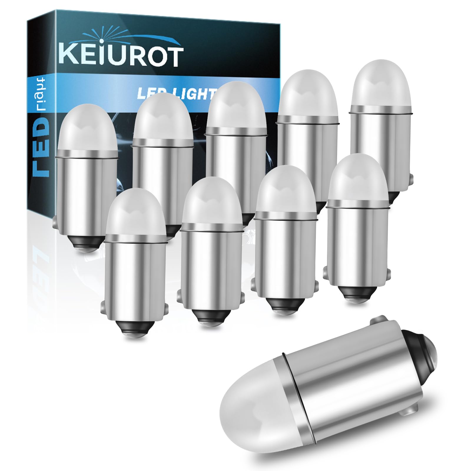 Keiurot BA9S LED Bulb for Indicator Lights, Yellow, 10-Pack, 12V, Ideal for Car Dome, Map, Trunk, License Plate, Courtesy Step Light