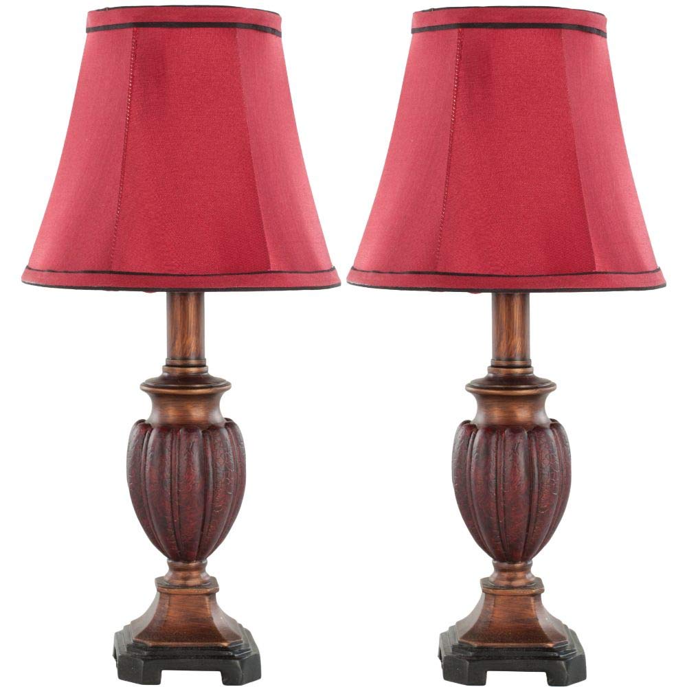 SAFAVIEH Lighting Collection Hermione Cherry Urn/ Red Shade 16-inch Bedroom Living Room Home Office Desk Nightstand Table Lamp S