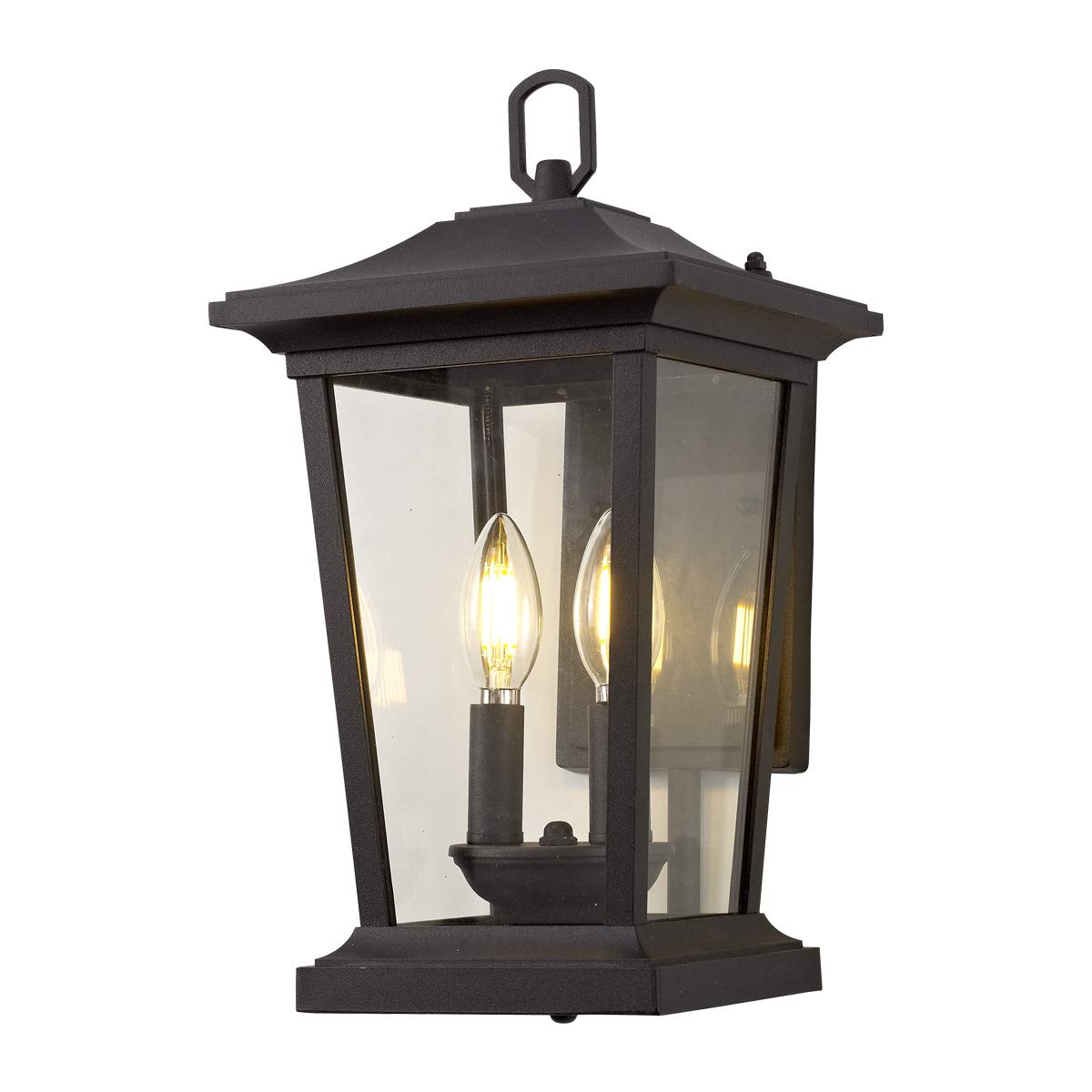 Smeike Outdoor Post Lights  Cast Aluminum Lamp Post Light Fixture  2-Light Pole Mount Light With Clear Glass  Outdoor Pier Mount Light Matte Black Finish