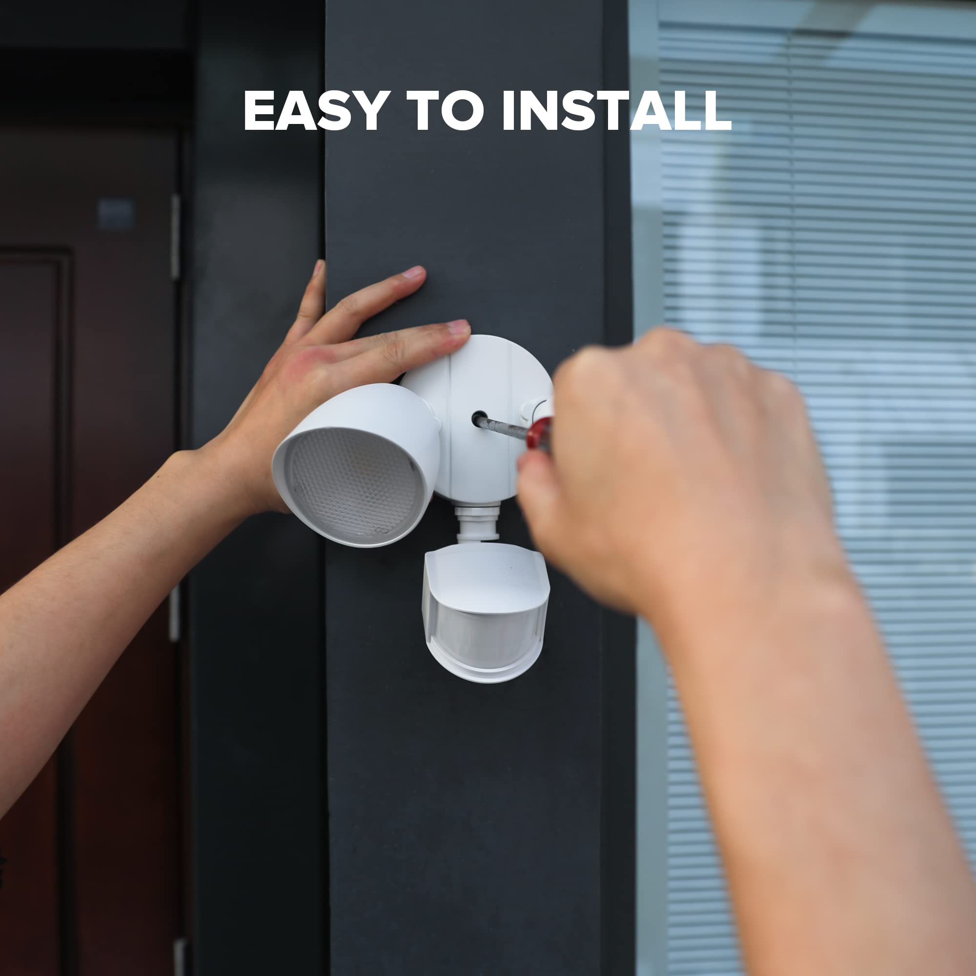 LUTEC Dual-Head 32W LED Security Light - 2500 Lumen, 5000K Daylight, IP54 Waterproof, Motion Sensor, White
