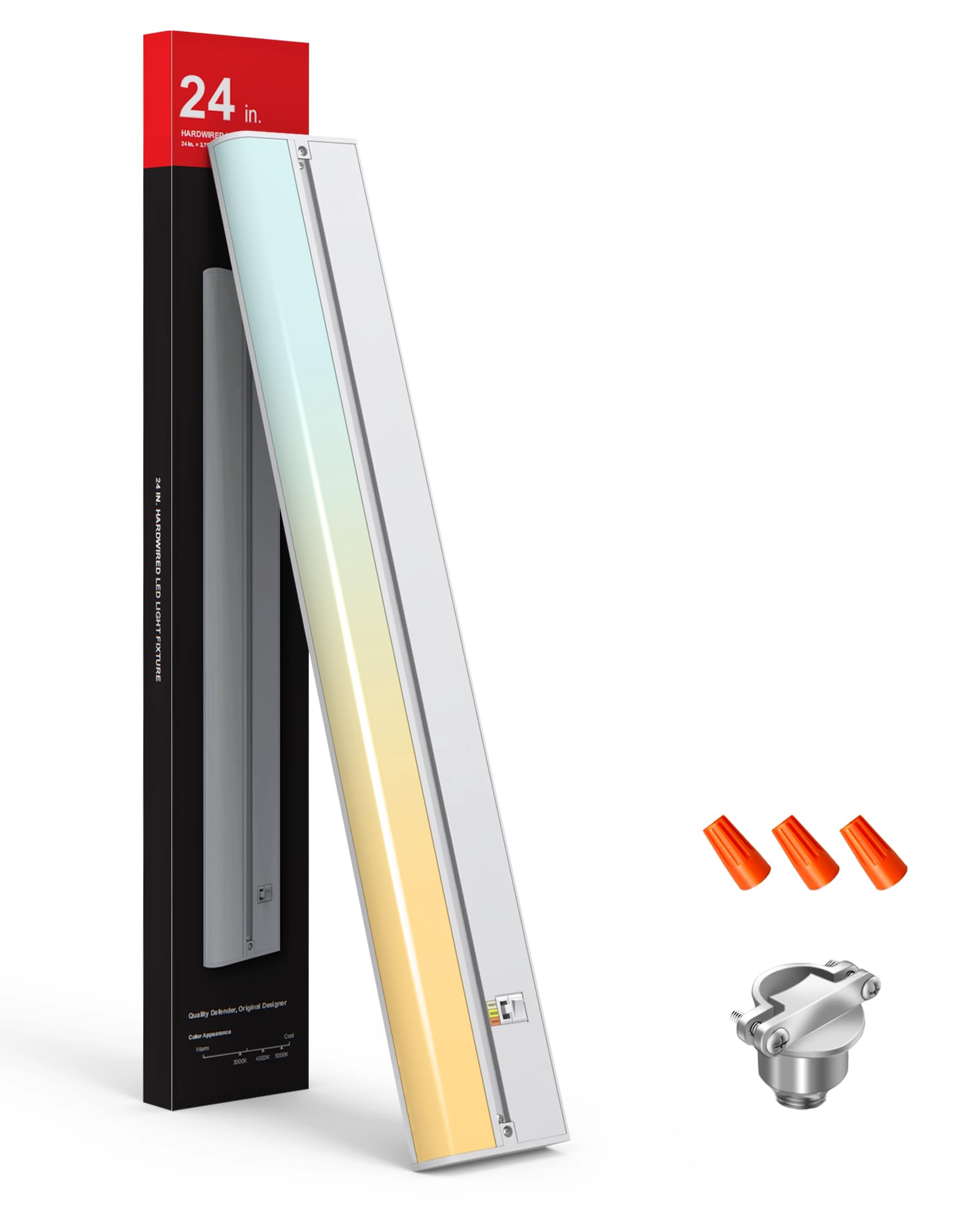 Aulaidik Hardwired Under Cabinet Lighting 24'' - Cri 97, 16W, 120V, 192 Led, 3Cct Daylight With Triac Dimmable, 1400Lumen Linkab