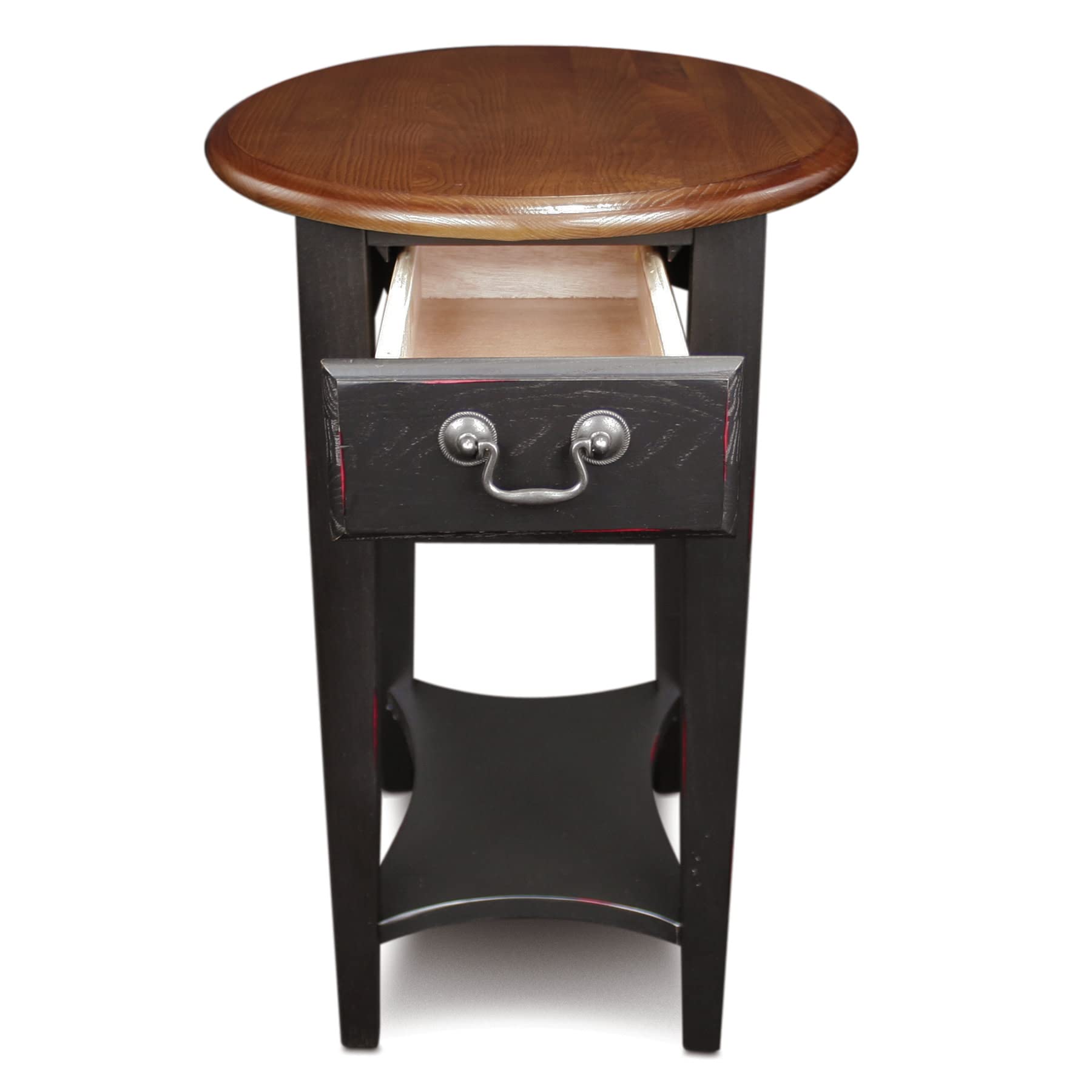 Leick Home End Table, Solid Wood, Oval Shape Top, 1 Storage Drawer, Bottom Display Shelf, Easy-Assembly, For Living Room/Bedroom