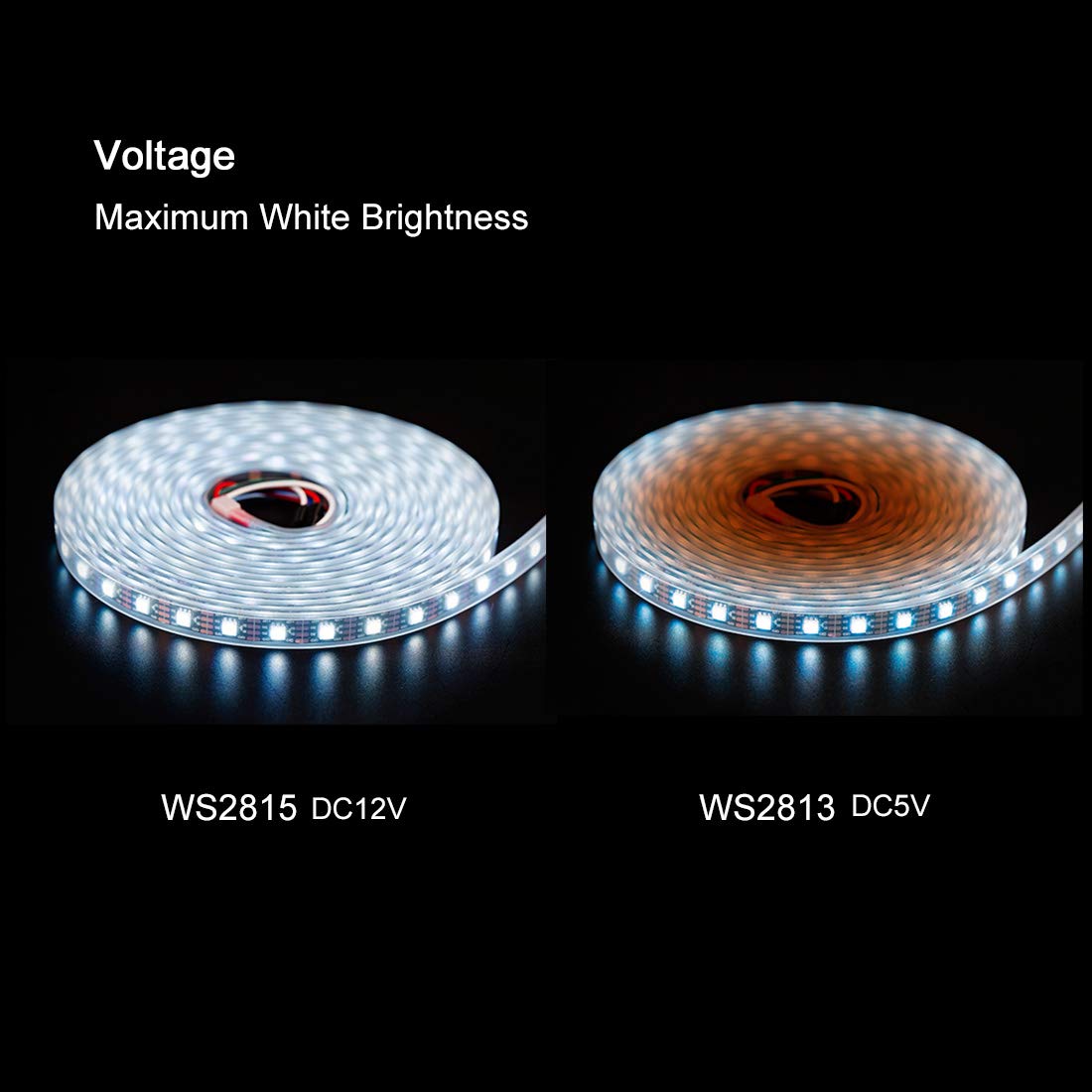 BTF-LIGHTING WS2815 RGB LED Strip Light, 16.4ft, 150 Pixels, White PCB, Non-Waterproof, DC12V, Upgraded WS2812B