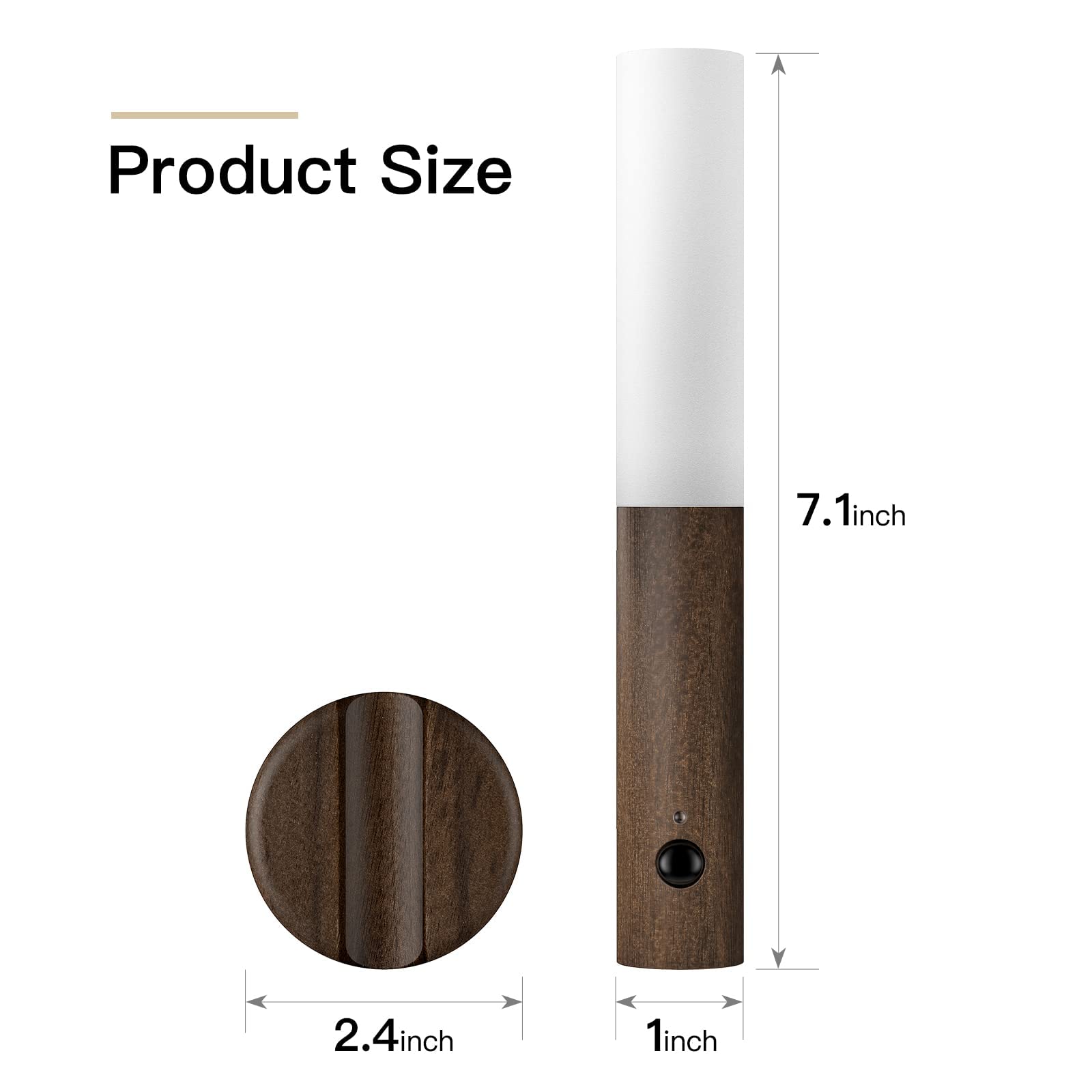 Miebul Motion Sensor Night Light, Magnetic Led Wall Lights Rechargeable Sensor Night Light Indoor Wooden Wall Sconce For Bedroom