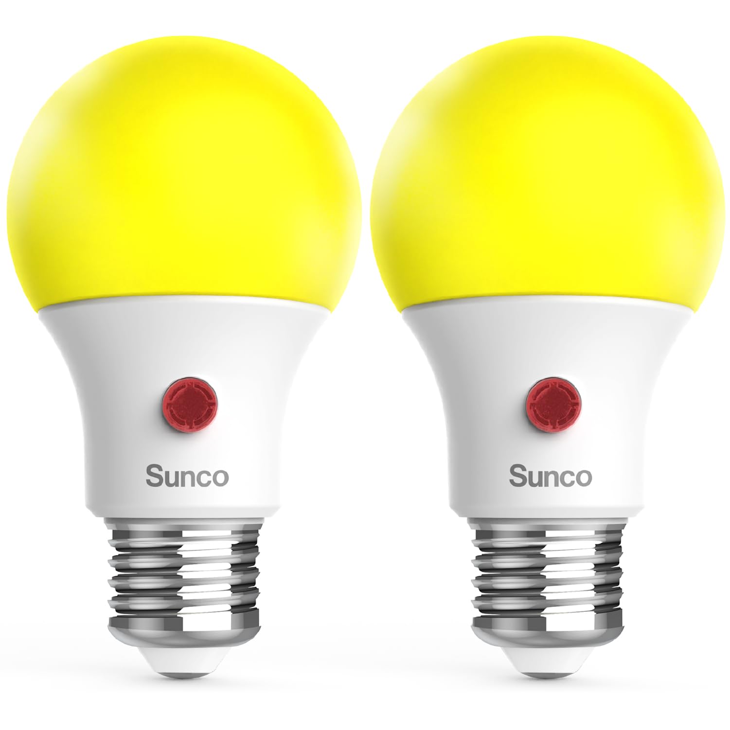 Sunco Lighting LED Bug Light Bulbs, 9W, Dusk to Dawn, 2000K Warm Amber Glow, E26 Base, 2 Count