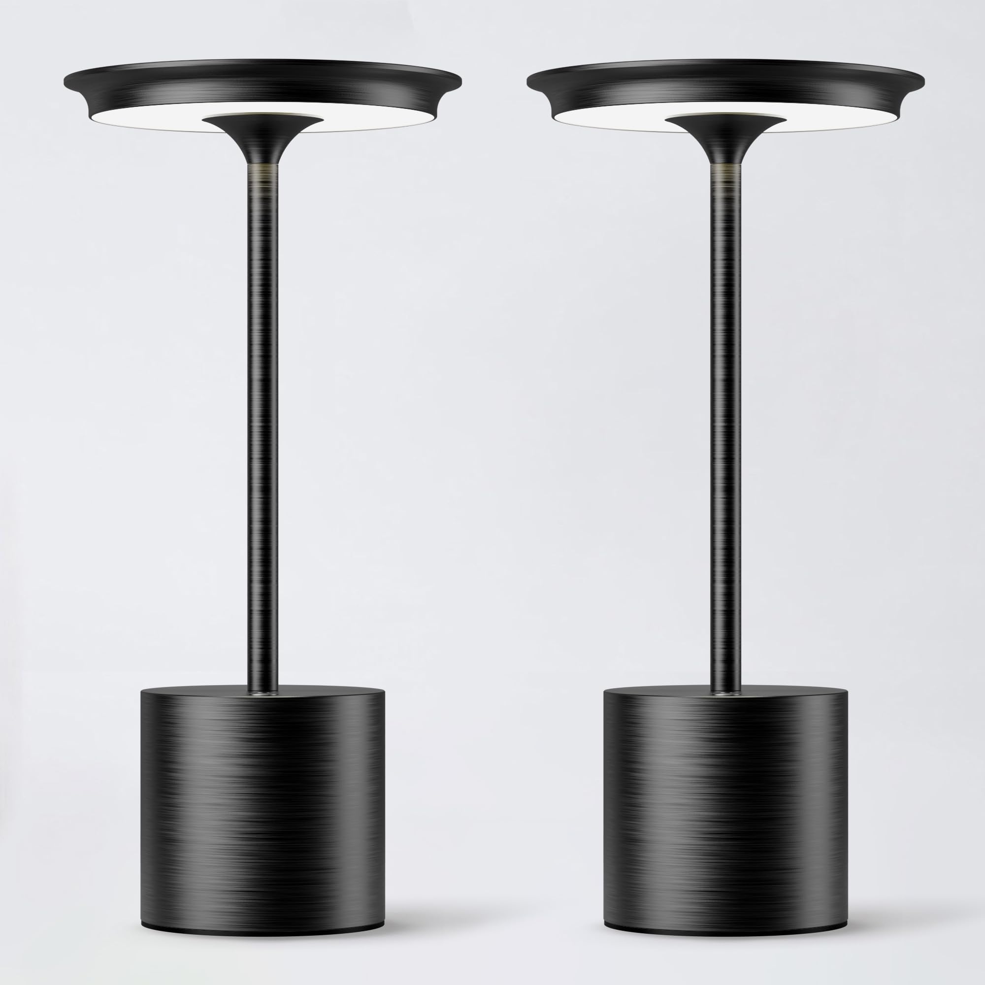 Sikevht Cordless Table Lamp, Portable Rechargeable LED Light, 6000mAh, 3 Color Dimming, 2Pack, Black, Model S823