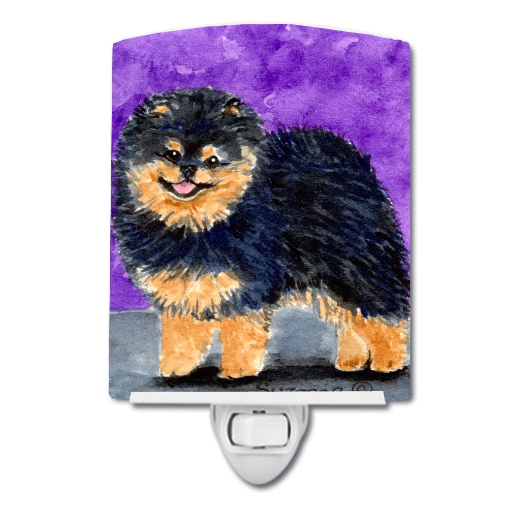 Caroline'S Treasures Ss8687Cnl Pomeranian Ceramic Night Light Compact, Ul-Certified, Ideal For Bedroom, Bathroom, Nursery, Hallway, Kitchen, 6X4X3, Multicolor
