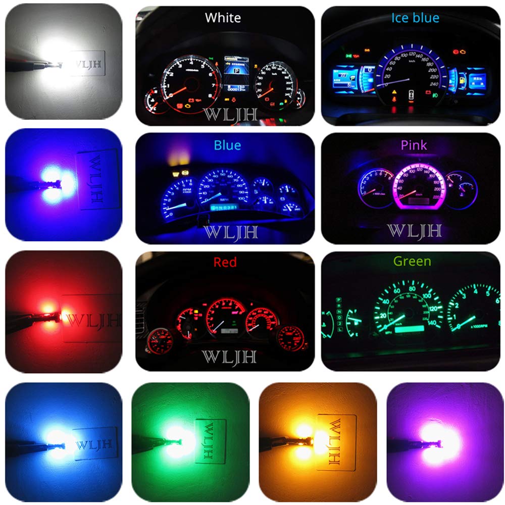 Wljh 6Pcs T5 Wedge Instrument Panel 74 2721 3030Smd Canbus Error Free Led Instrument Speedo Gauge Cluster Light Bulb,Blue