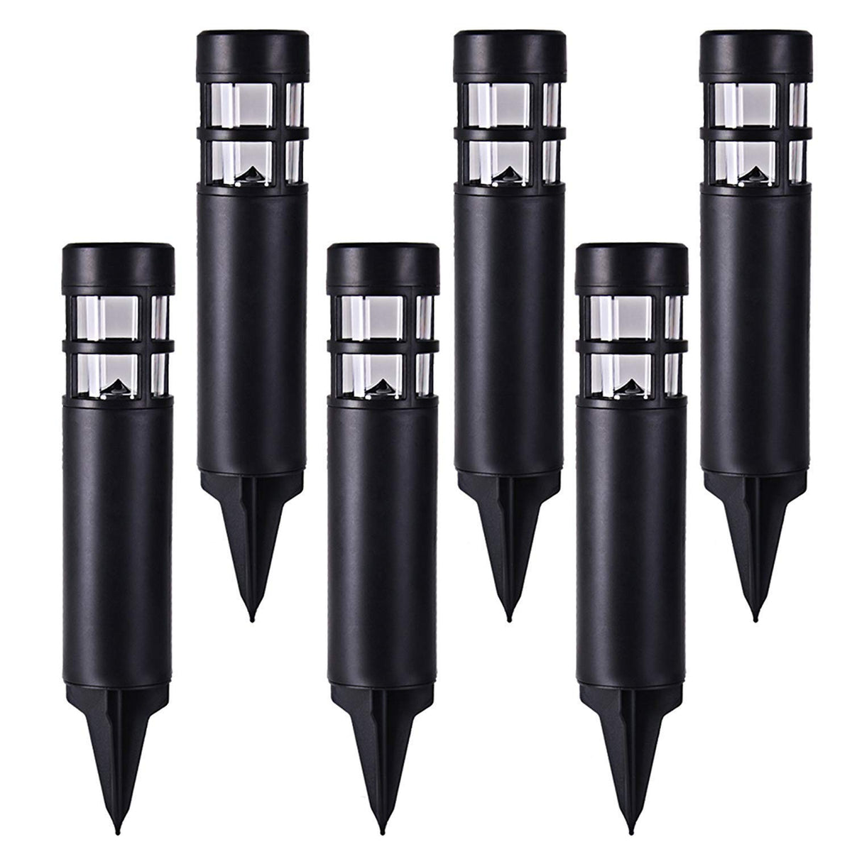 Sunwind Solar Garden Lights Outdoor Led Bollard Solar Powered Path Lighting For Patio Pathway Backyard Lawn Landscaping (Black-6