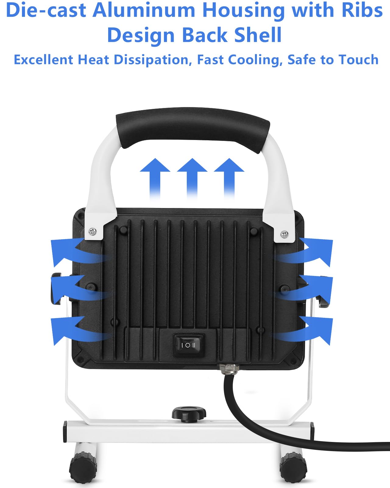 Ufond 4000 Lumen Led Work Light With Stand,40W Waterproof Portable Flood Lights, Worklight Brightness Angle Adjustable, With Swi