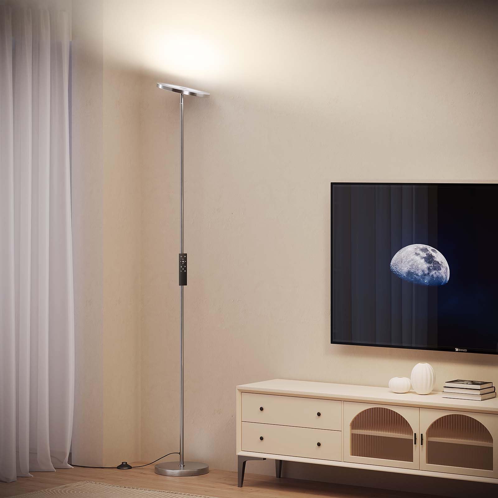 SUNMORY Floor Lamps for Living Room, 32W/3000LM Super Bright LED Floor Lamp with Remote Control, 69 Tall Standing Lamp with Step