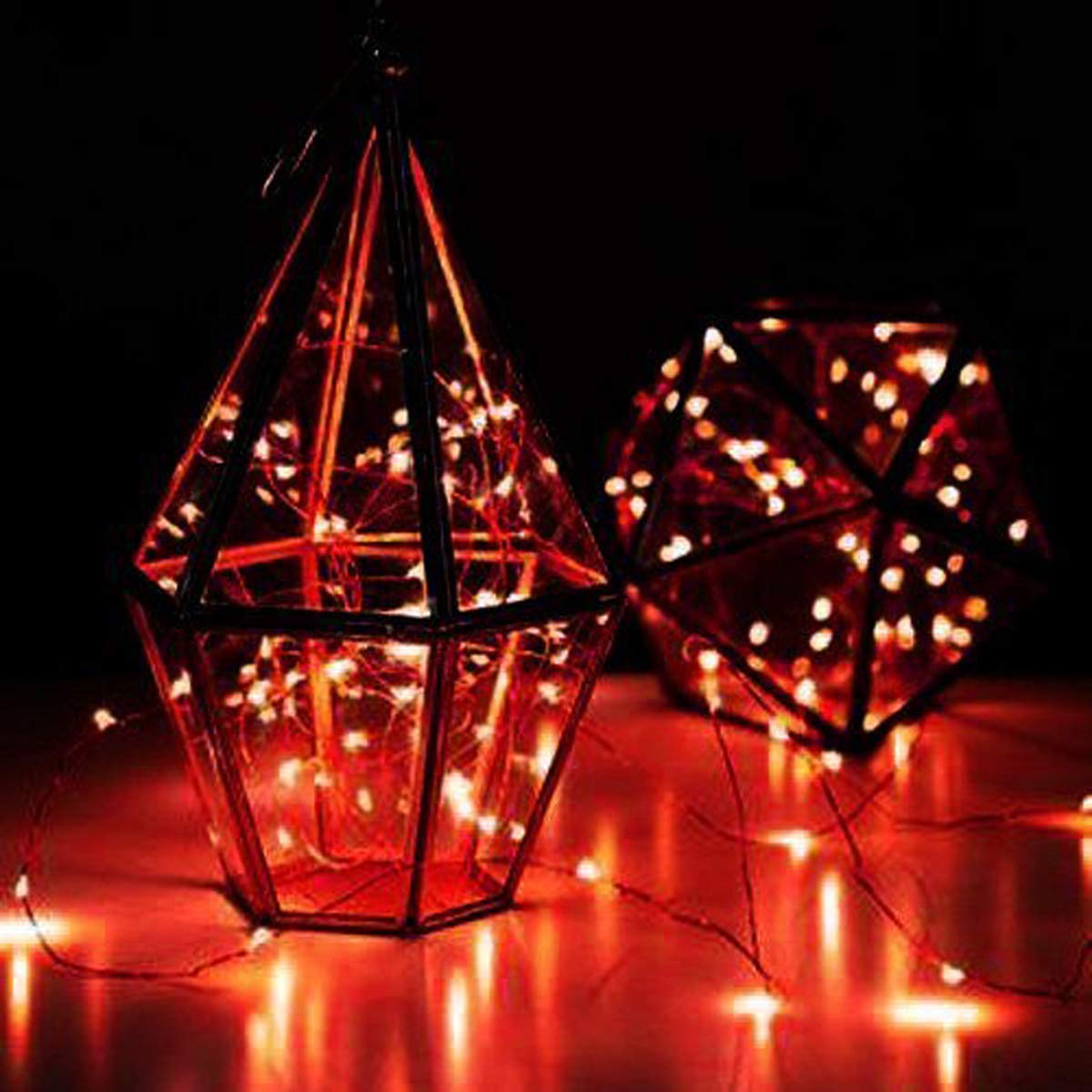 YKB Red LED Fairy String Lights, 6 Pack, 20 Mini LEDs, 3.3FT Copper Wire, Battery Powered for Holiday Decorations