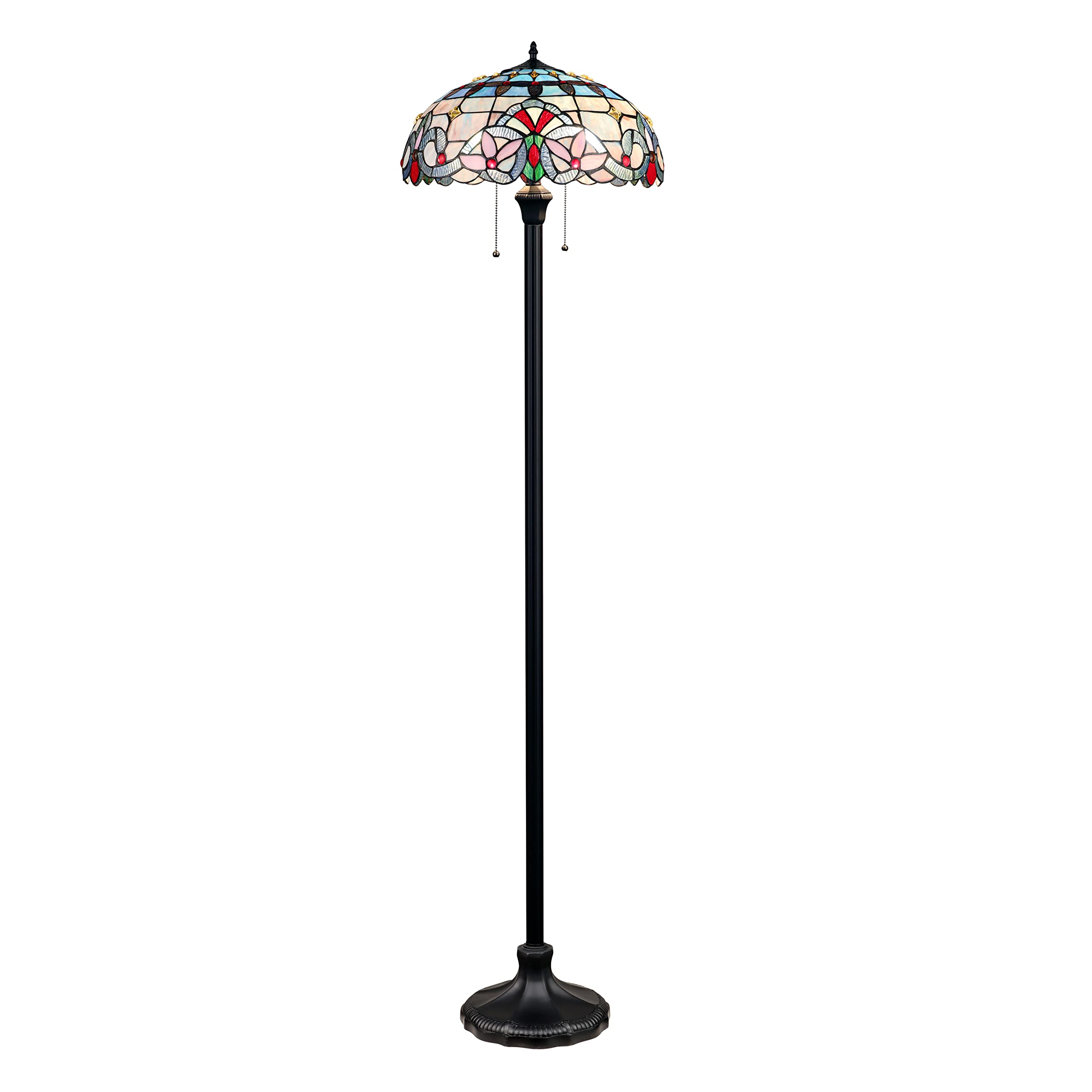 Chloe Lighting Victorian-Style Floor Lamp, Dark Bronze, 18in Wide, Glass, Model CH3T381VB18-FL2