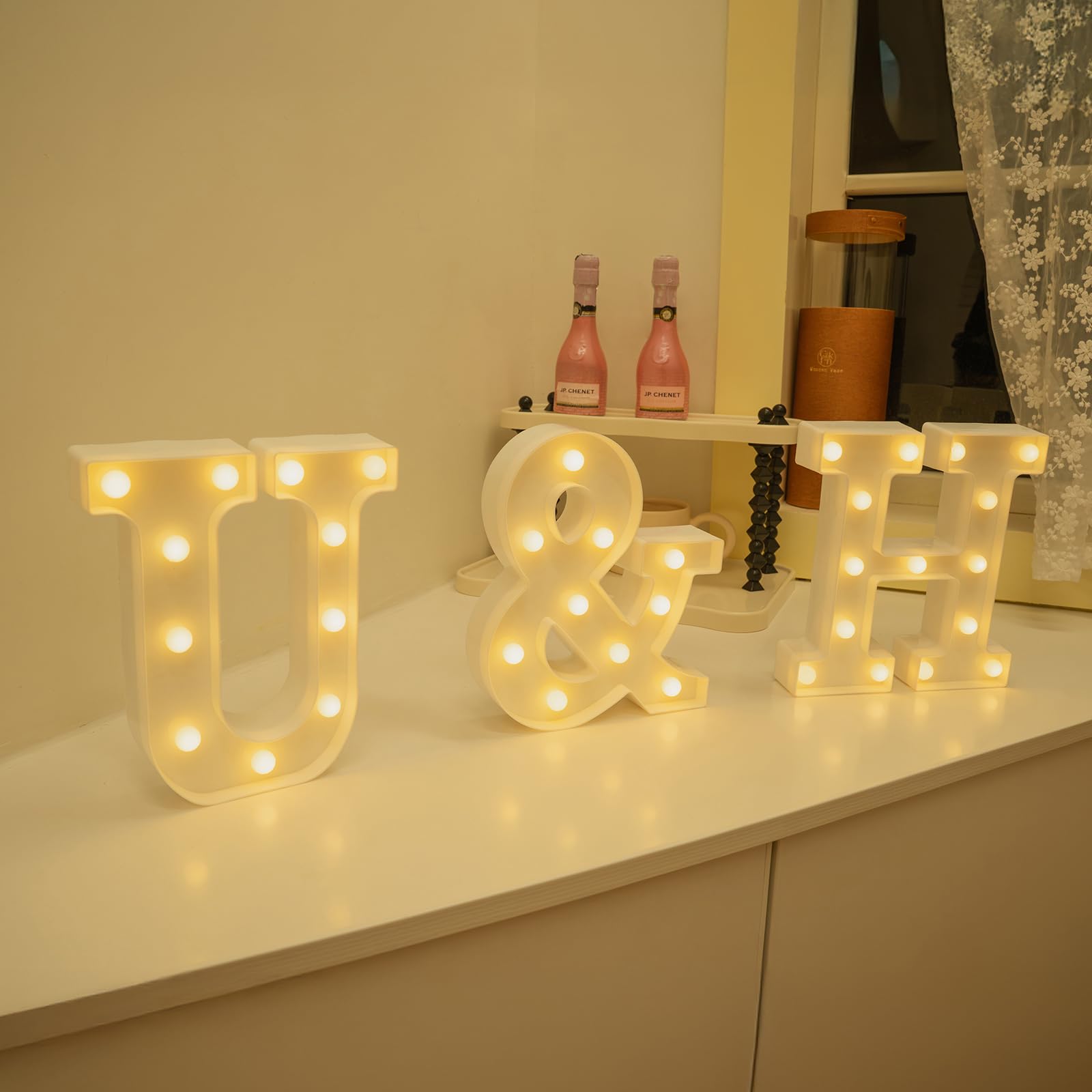 Foaky LED Letter Lights Sign, Rechargeable Marquee Night Light, H Size, Warm Plastic, Ideal for Party & Home Decoration