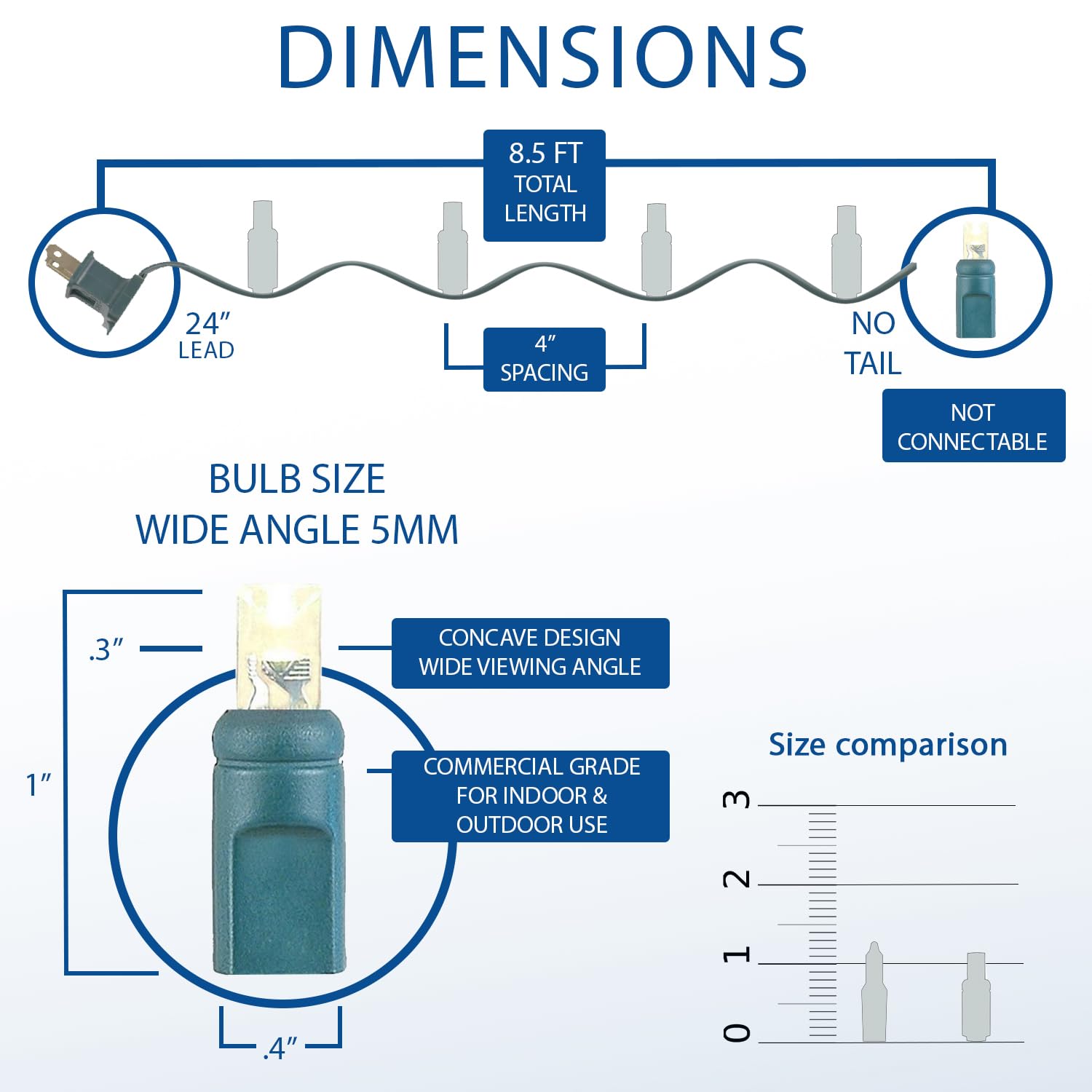 Novelty Lights Mini LED Crafting Lights, 8.5ft, 20 Warm White LEDs, Green Wire, Model MRD-25B