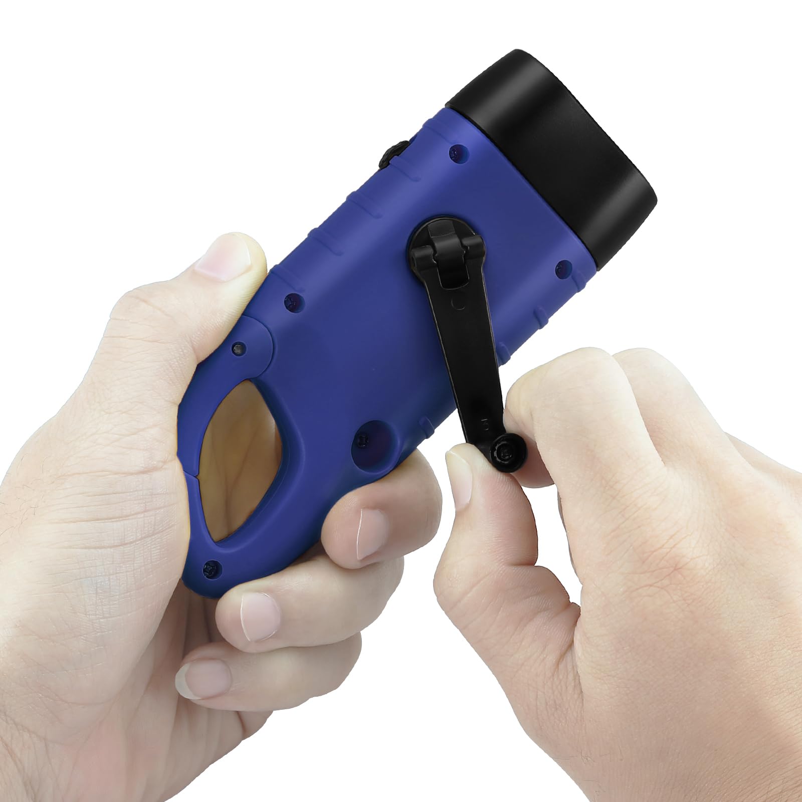 Simpeak 2-Pack Hand Crank Solar Powered Flashlight, Emergency Rechargeable Led Flashlight, Survival Flashlight, Quick Snap Carbi