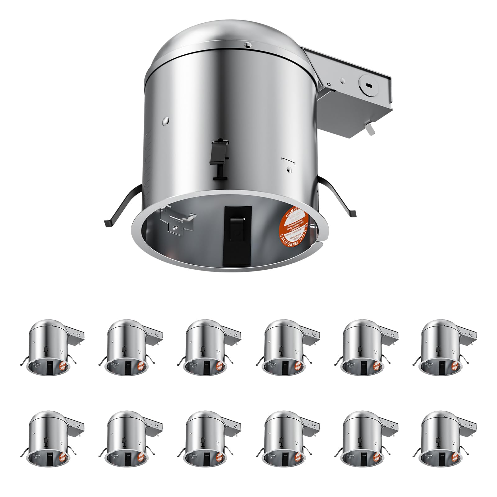 ANYHOME 12 Pack 6 Inch Recessed Lighting Housing Remodel,Can Light Housing,IC Rated & Air Tight,E26 Connector,ETL Listed