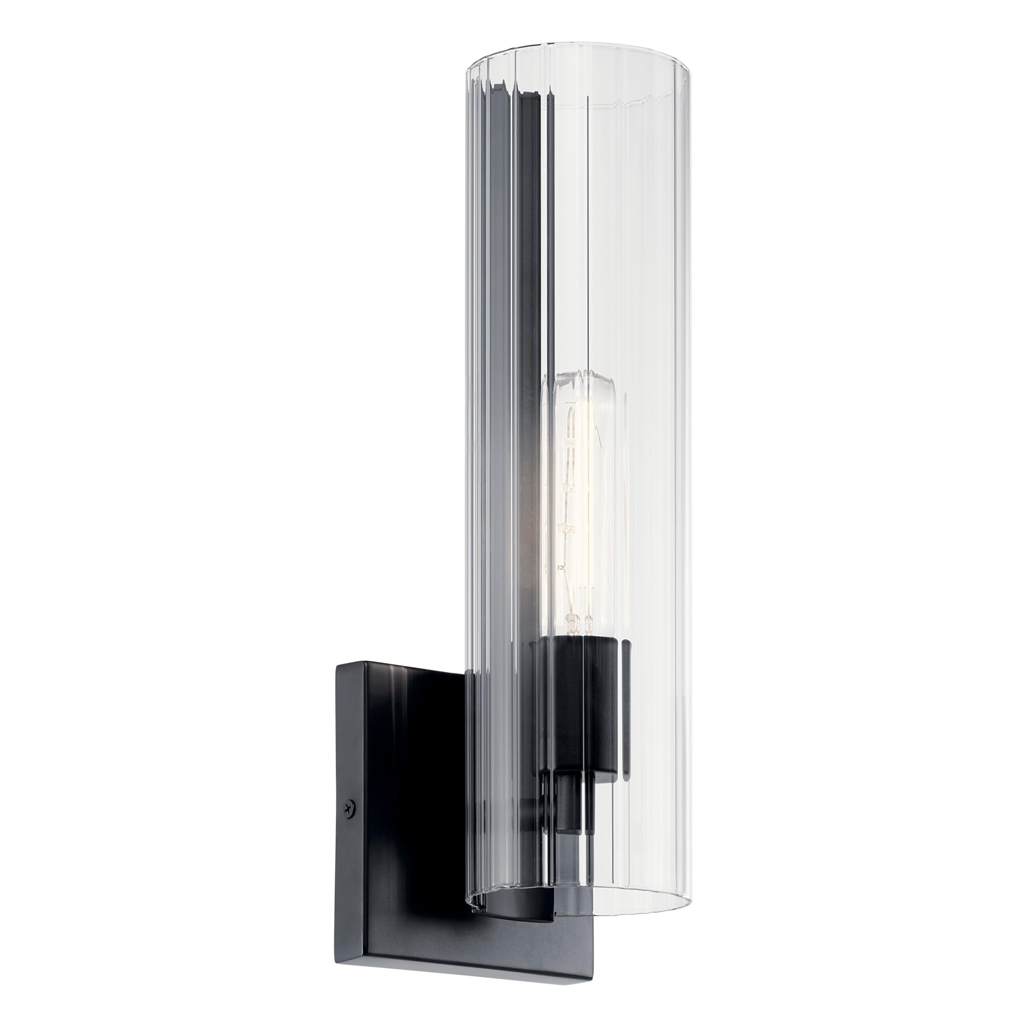 Kichler Jemsa 1 Light Wall Sconce, Modern Light With Clear Fluted Glass In Champagne Bronze For Bathroom, Powder Room, Sides Of
