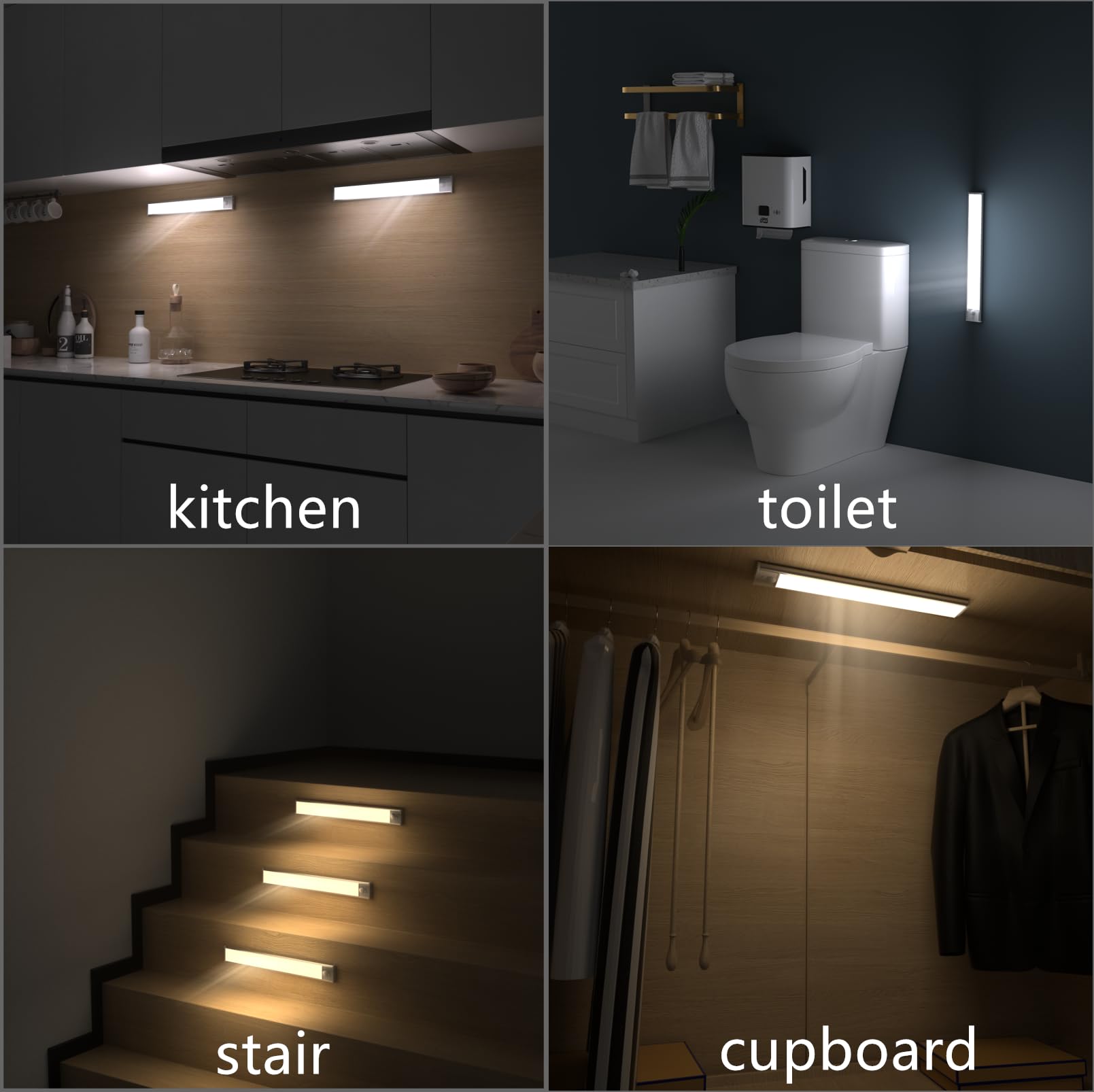 Ble Lighting Under Cabinet Light, 6 Pack Magnetic Motion Sensor Light Indoor, Usb Rechargeable Battery Operated Led Closet Light