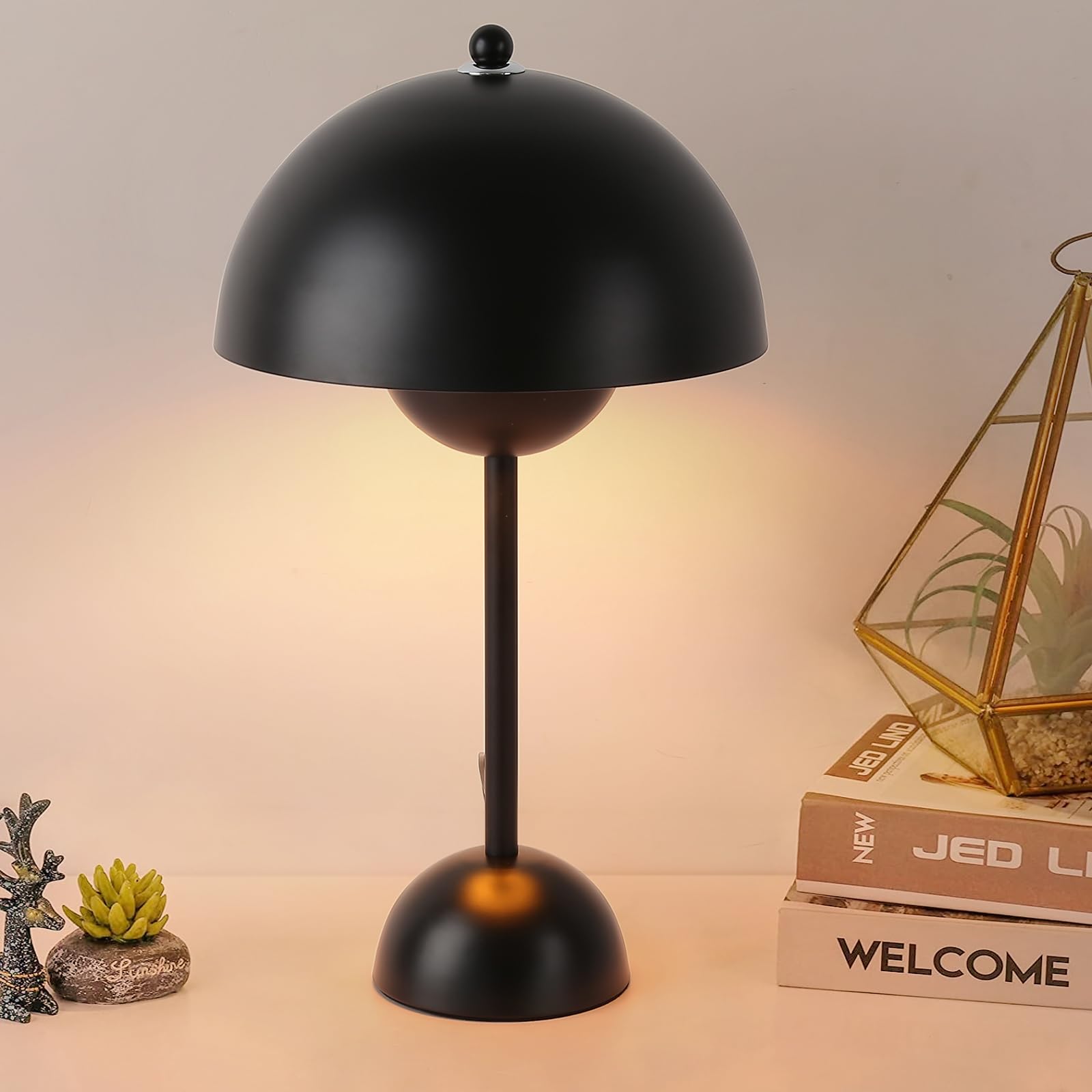 Cosylux Modern Small Table Lamp For Bedroom, Cute Dome Shade Reflecting Light Reading Lamp For Living Room, Kid'S Room, Study, O