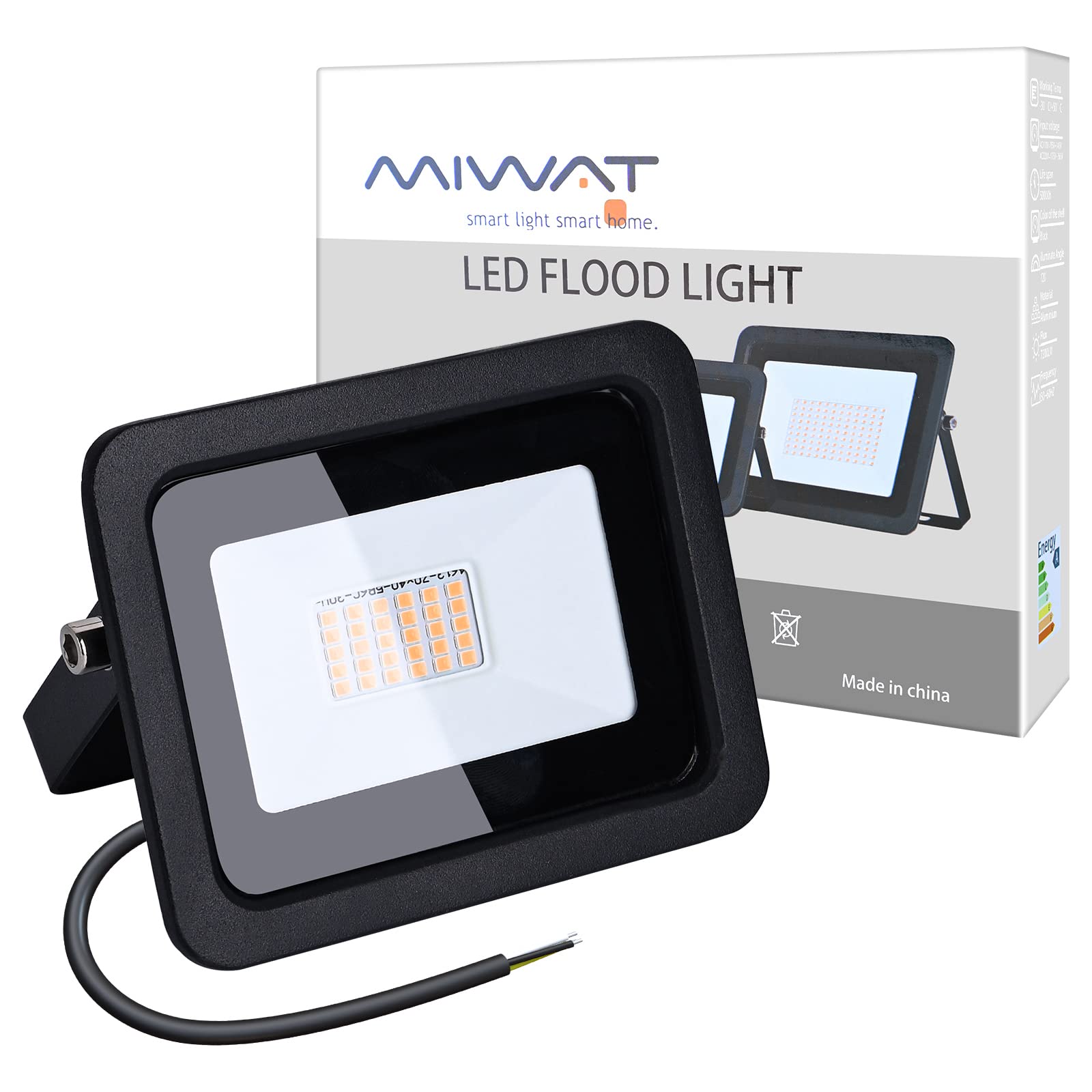 MIHEAL Ultra-Thin 30W Warm White 3000K LED Flood Light Spotlight Led Search Lamp 110V Floodlights for Outdoor Garden Street Squa
