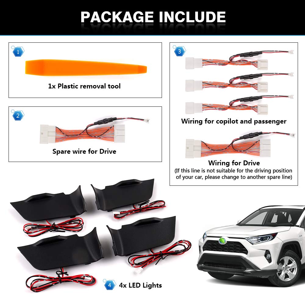 Powerty Led Light Inner Door Handle For Toyota Rav4 2025 2024 2023 2022 2021 2020 2019 Accessories Bowl Mood Lighting Decorative