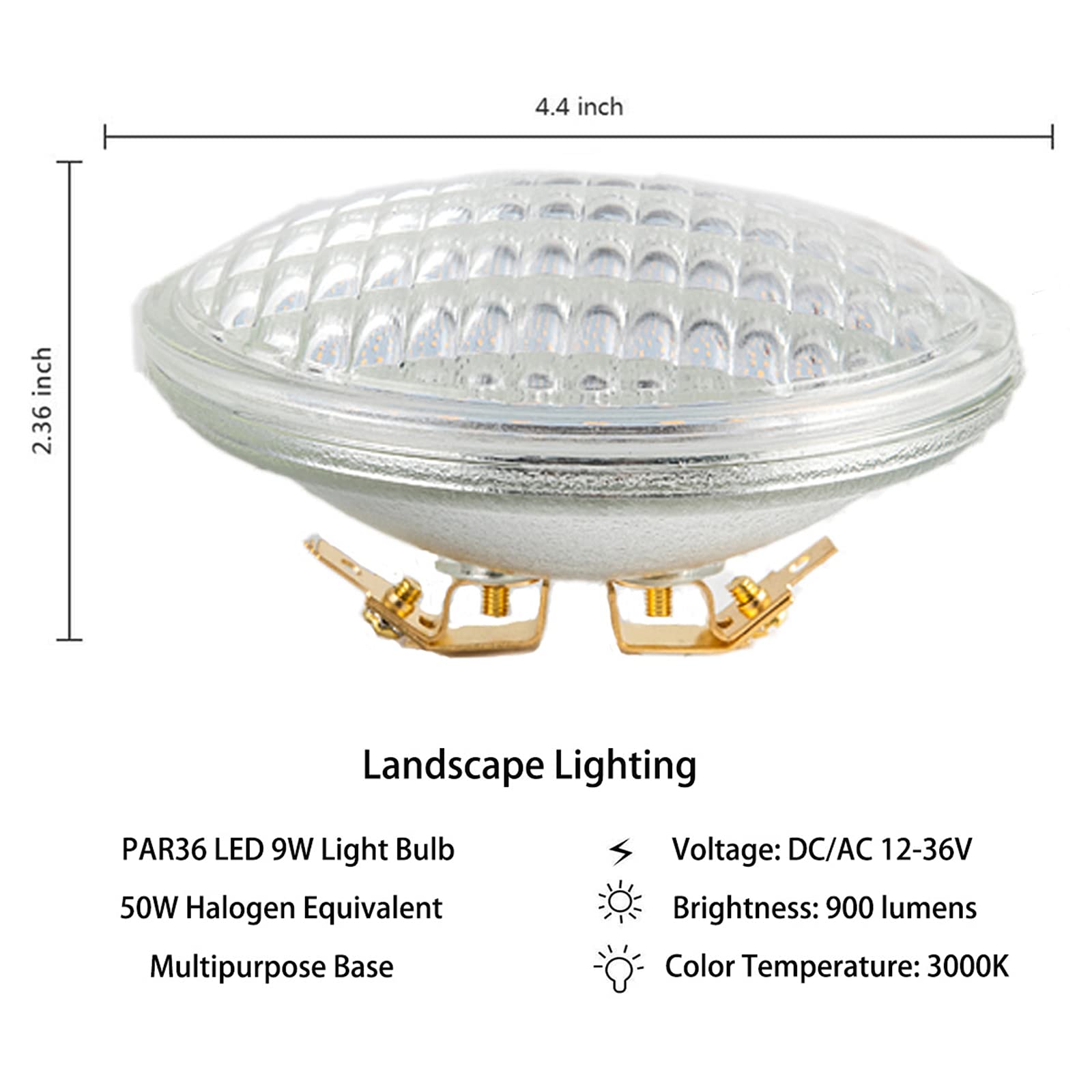 Beonllay Par36 Led Landscape Bulb 9W(50W Halogen Equivalent) 900Lm 3000K Warm White 12V-36V Dc/Ac Low Voltage Par36 Led Tractor