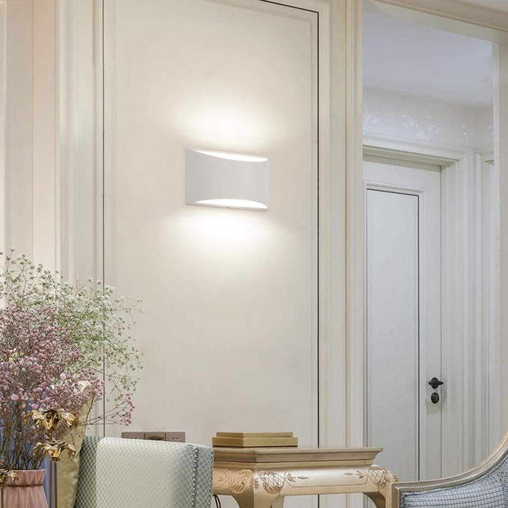 Aipsun LED Wall Sconce Set of 2, Hardwired Aluminum Lights, Up & Down Mount, Cool White 6000K, for Living Room & Bedroom