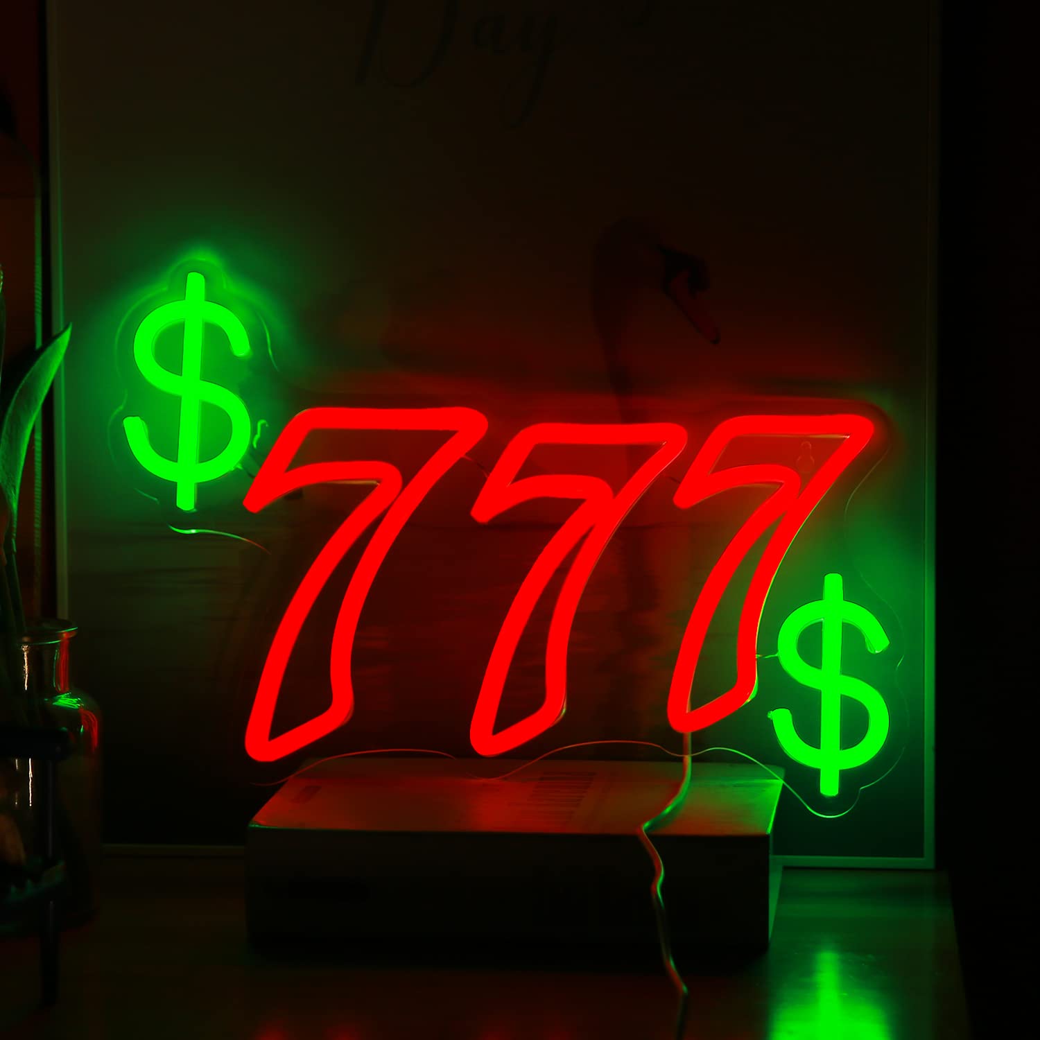 Lucky Seven Neon Sign Usb Powered For Room Decor, Led Neon Light Dimmable Gaming Neon Sign For Bar Party Casino Wall Art Game Room Man Cave Decoration 14.4 * 9.7 Inches