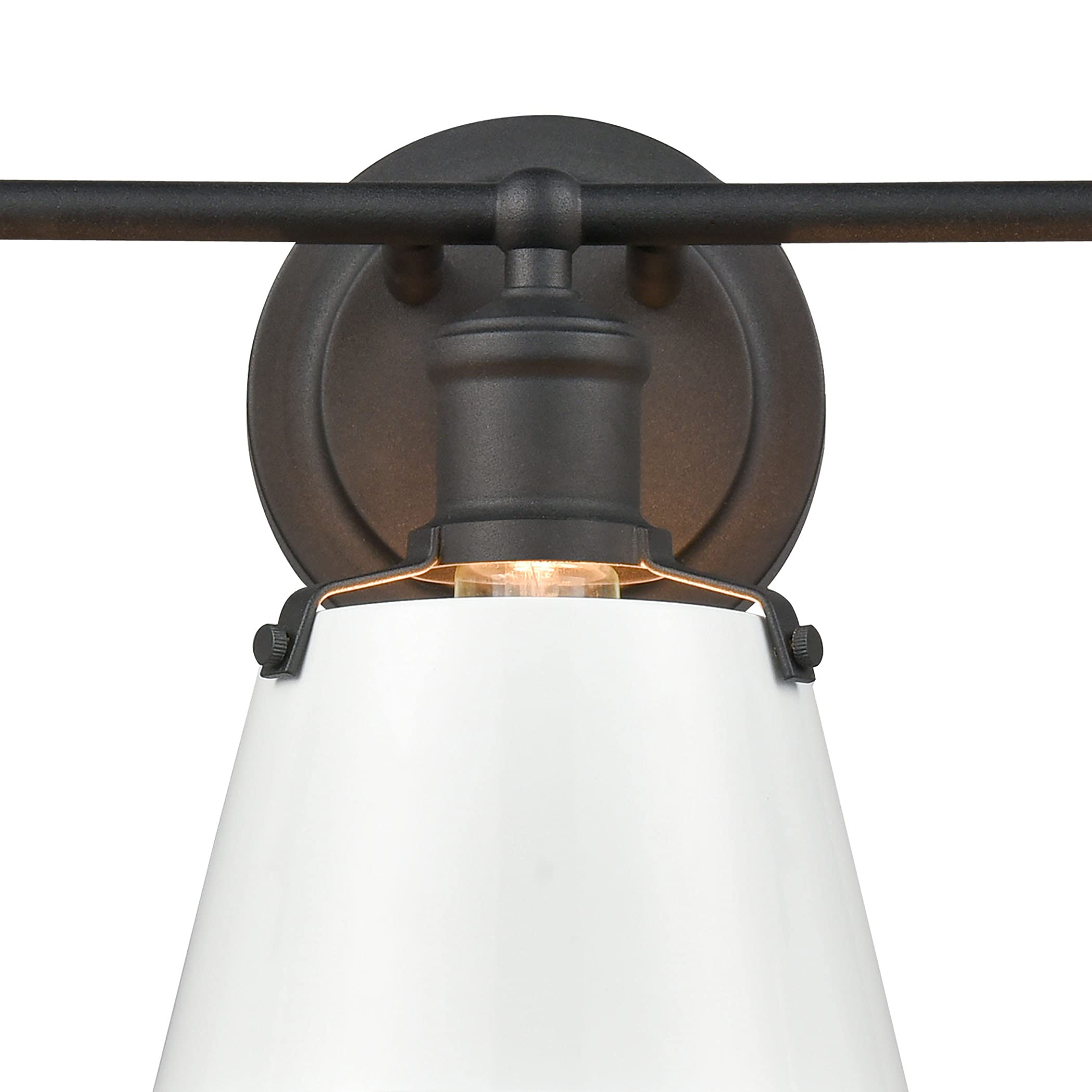 Elk Home 3-Light Vanity Light, Charcoal Finish & White Metal Shade, Traditional Style