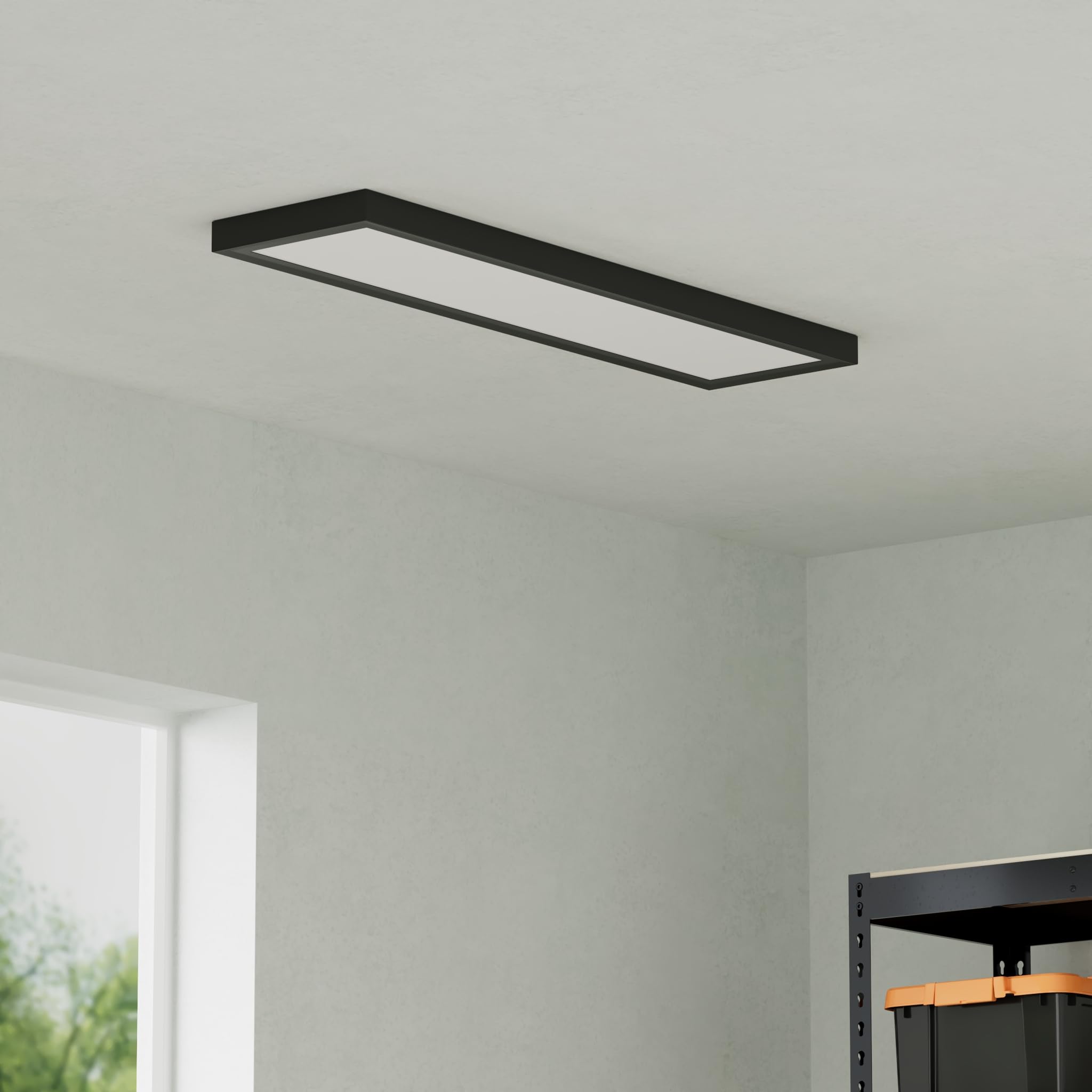 Ultralux Surface Mount Ceiling Light Panel - TRIAC Dimmable, 3CCT Adjustable, 1x4 ft, Matte Black, Model U100544, 1 Pack