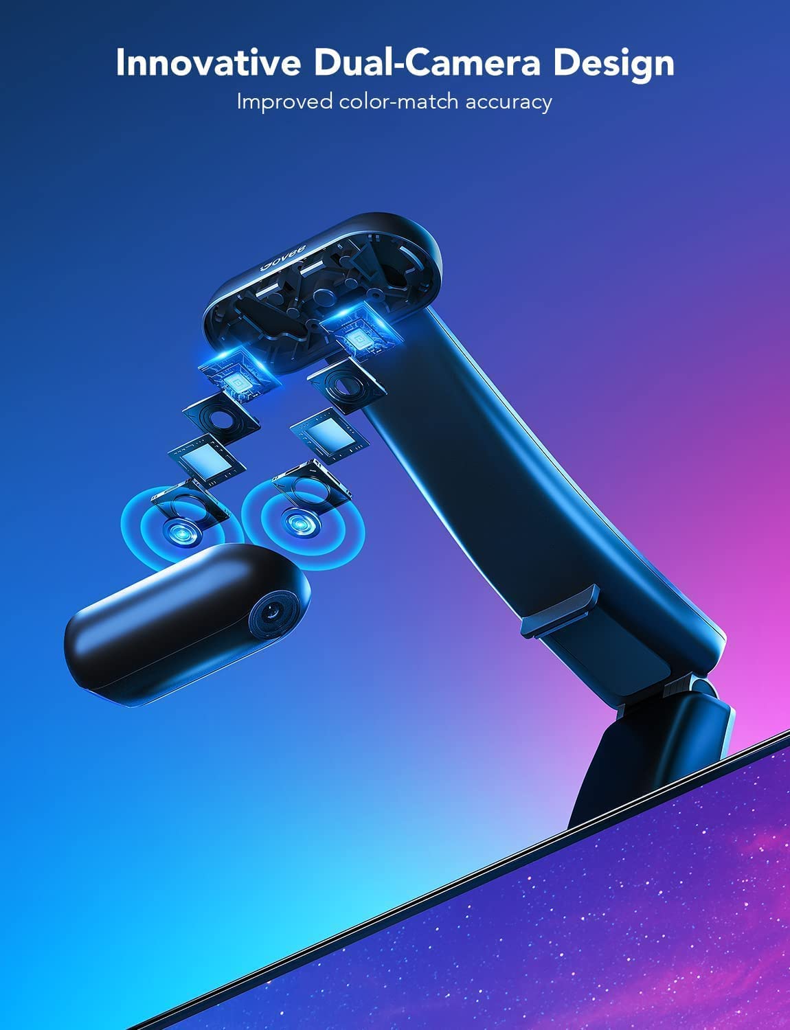 Govee Envisual T2 21ft RGBIC LED Backlight for 98-100 TVs, Dual Cameras, Smart App Control, Music Sync, Multicolor Christmas Decor