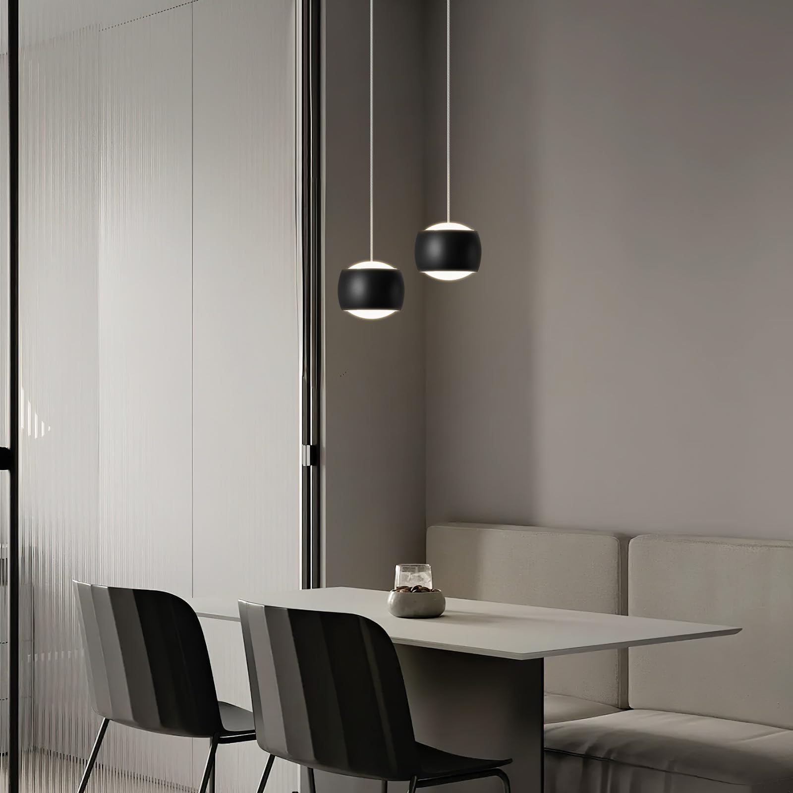 Adcthome Modern Led Dimmable Pendant Light Fixtures Mini Island Pendant Lighting For Kitchen Island Dinning Room Bedroom Bar  Kitchen Island Ceiling Hanging Light Fixtures(Black-2-Pack)