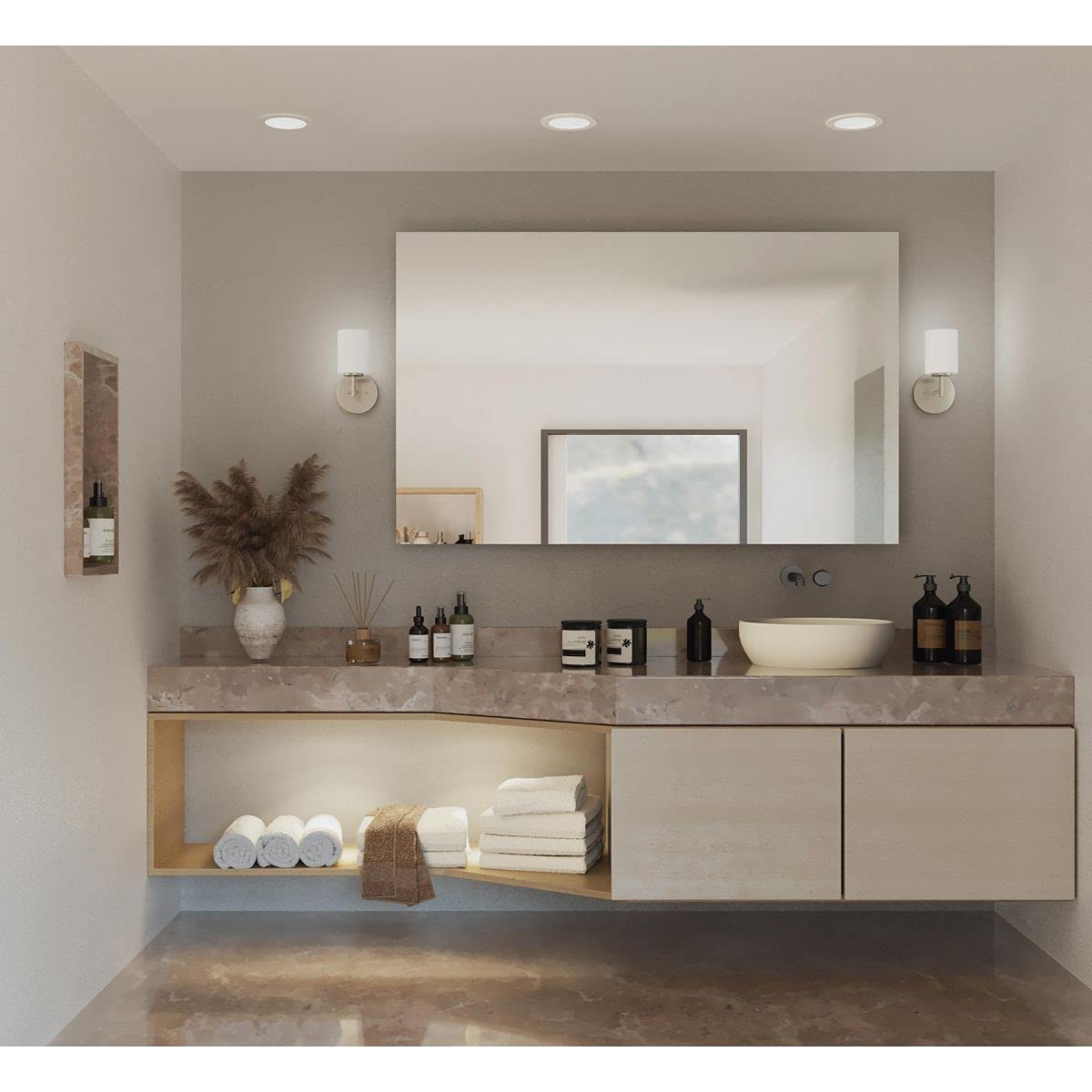 Progress Lighting 1-Light Modern Bath Vanity Light Brushed Nickel Etched White Glass P2131-09