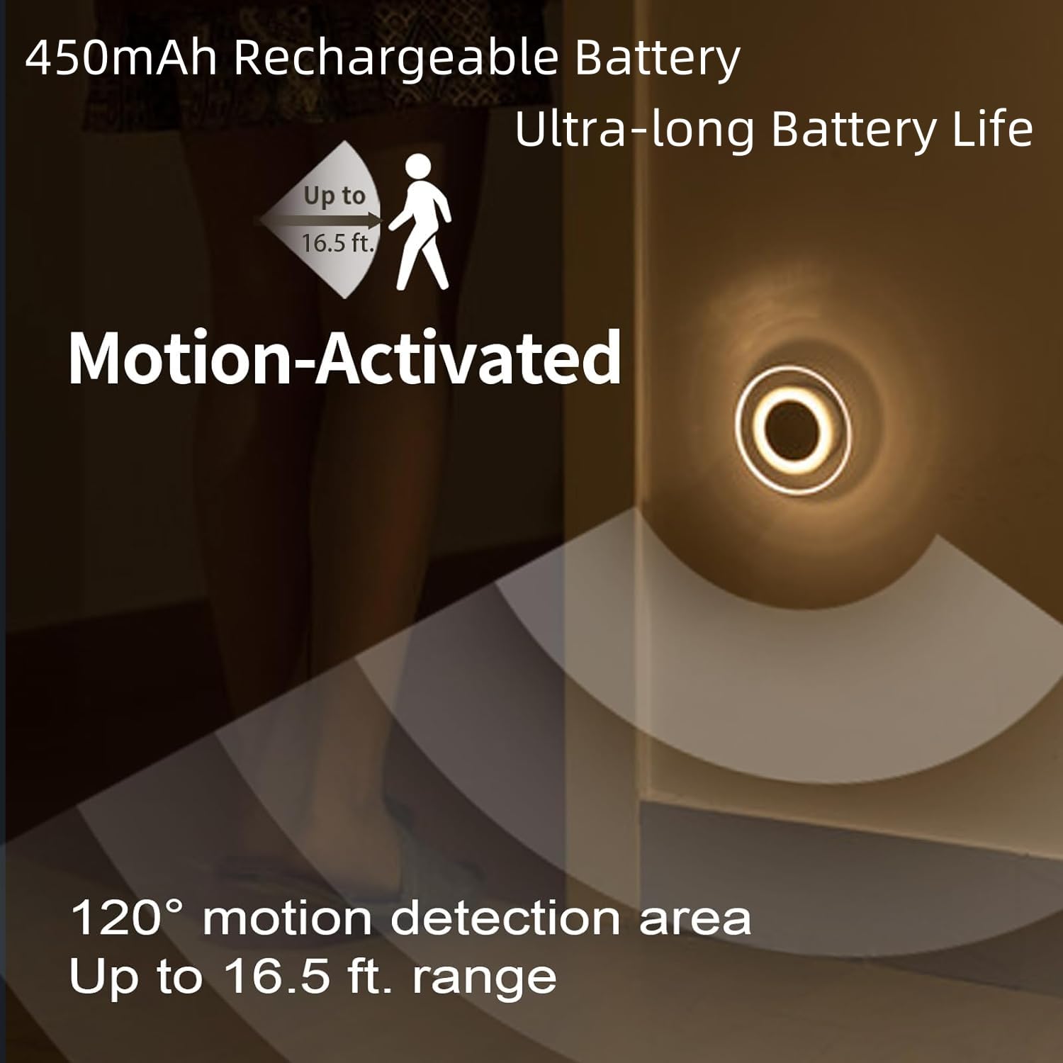 Artin-X 4 Pack Magnetic Motion Sensor Night Light With Stick-On Base, Cruise Rechargeable Battery Powered Cordless Glow Light, I
