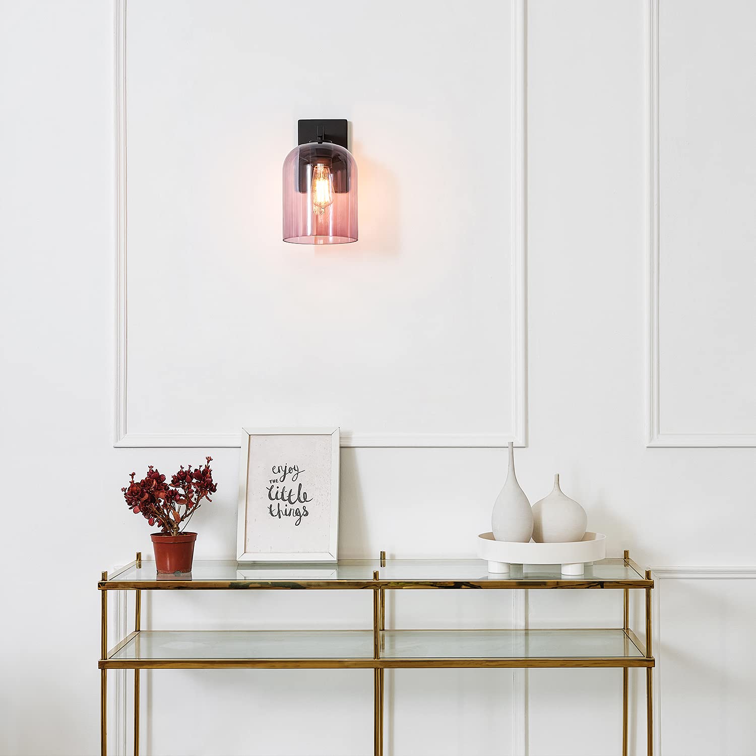 Globe Electric Utica 1-Light Outdoor Wall Sconce, Black Metal, Smoked Glass Shade, Model 44790