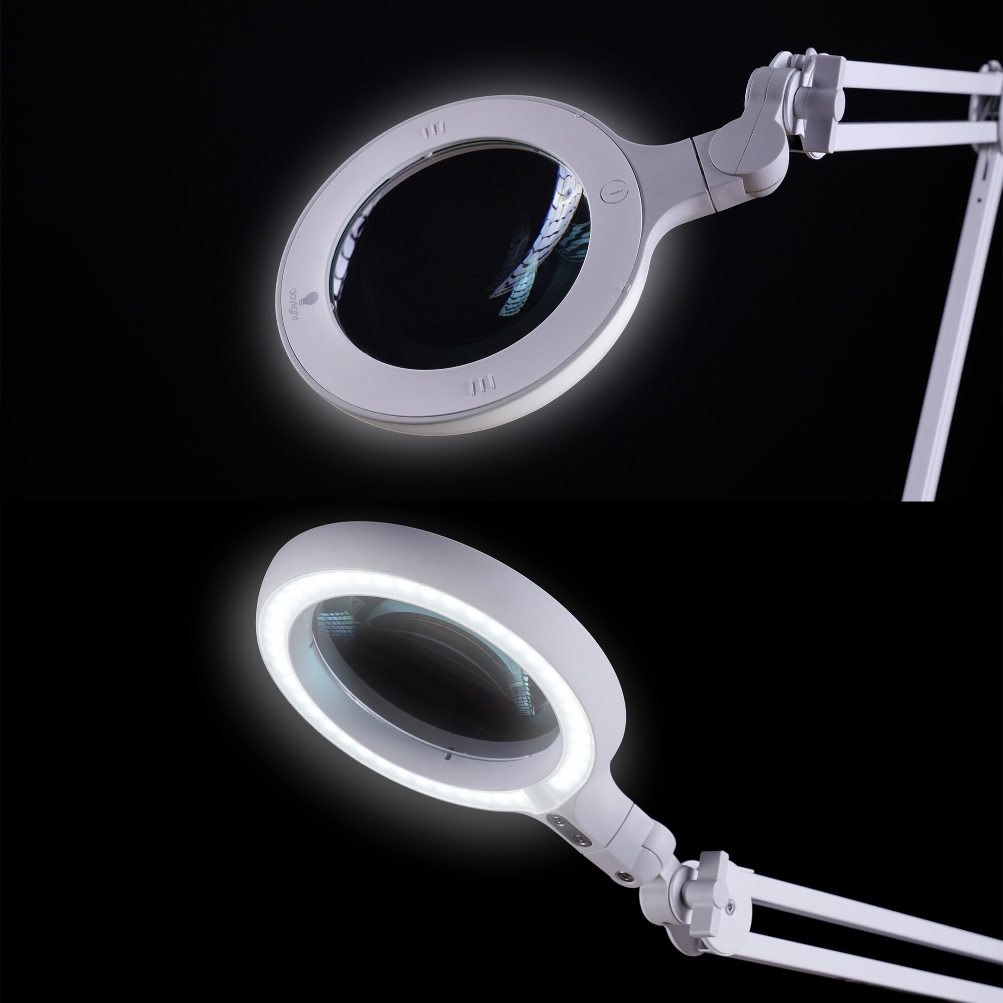 Daylight Omega 5 LED Magnifying Lamp, Adjustable Arm, Dimmer Switch, Metal, Model U25110, Color 15