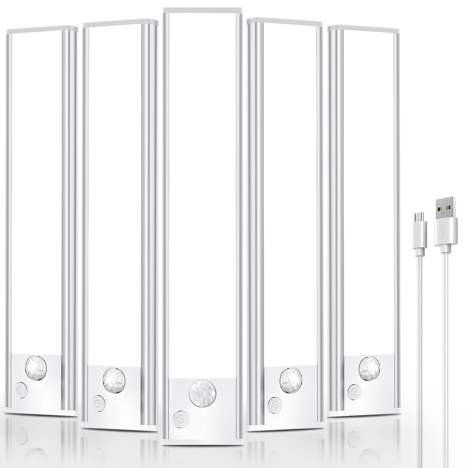 VOZUJI Under Cabinet Rechargeable Lighting: 8 Inch Motion Sensor Dimmable Lights Indoor - Battery Operated Lights - Wireless Clo