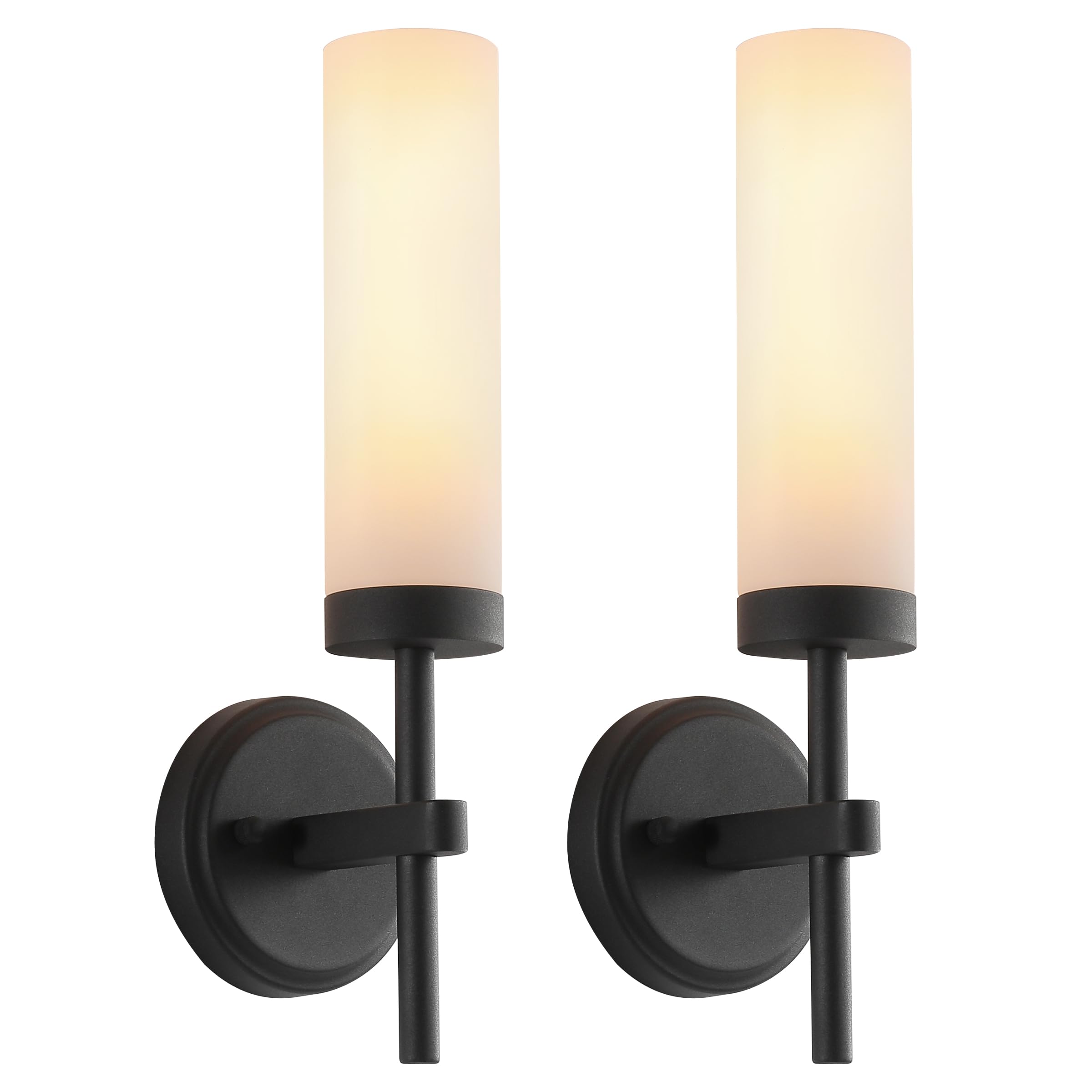 Wall Sconces Set Of Two Matte Black Bathroom Sconces Wall Lighting With White Glass  Modern Sconces Wall Decor Set Of 2 Wall Light Fixtures For Bathroom Mirror Living Room Hallway Bedroom Wall Lamp